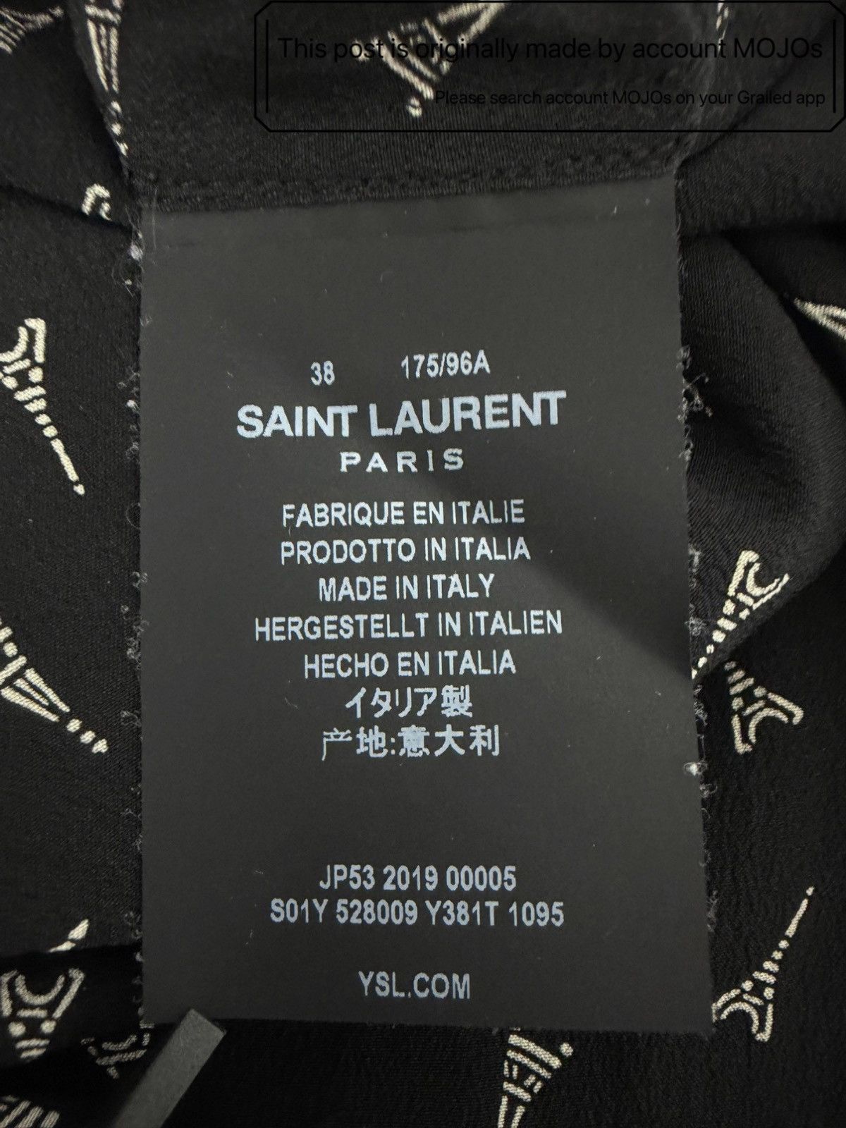 Saint Laurent Paris Sz 38 Saint Laurent Paris 19AW Tower Pattern Shirt mojos2157 Size US M / EU 48-50 / 2 - 5 Thumbnail