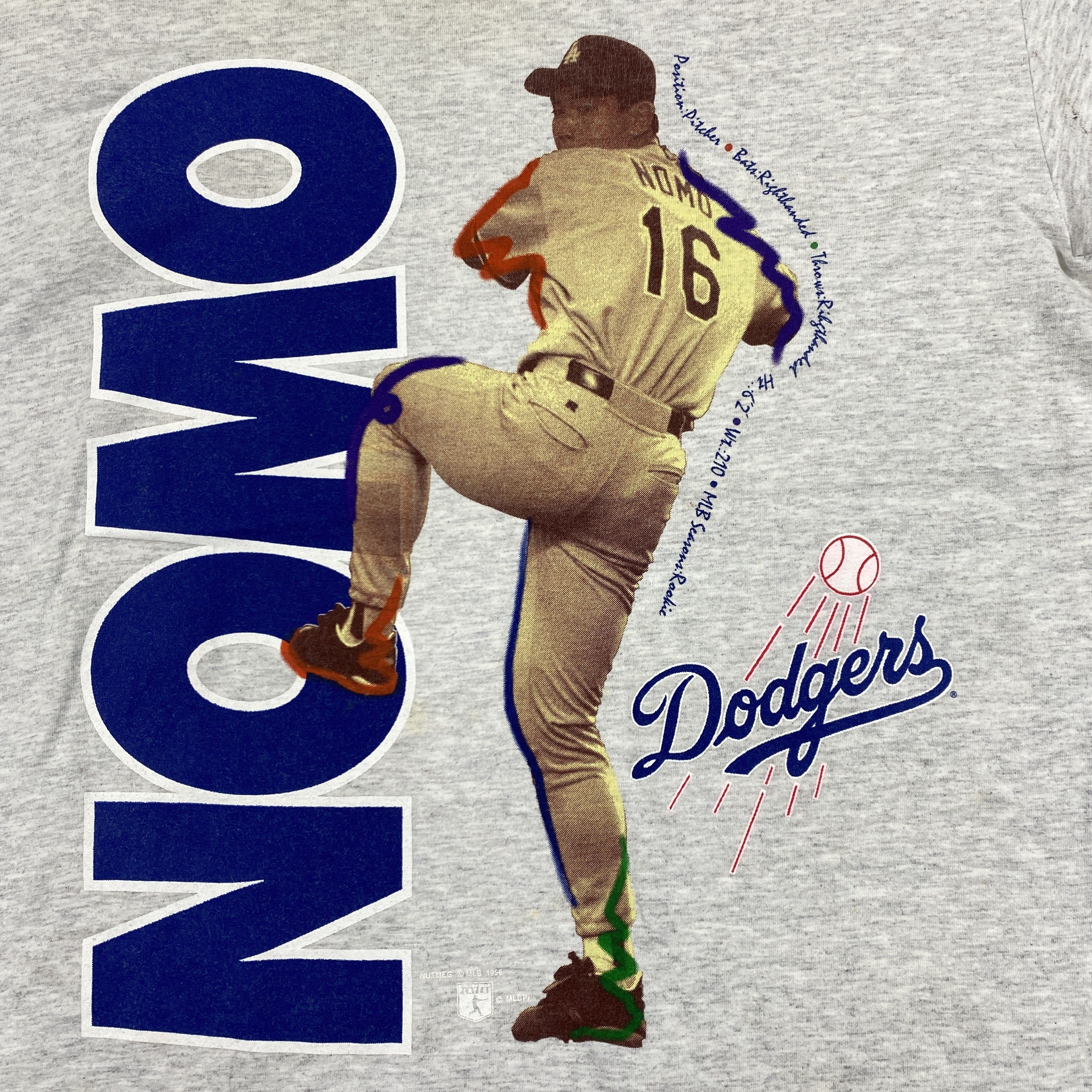 MLB Vintage Dodgers Los Angeles NOMO Baseball Medium Tee -D109 Size US M / EU 48-50 / 2 - 3 Thumbnail