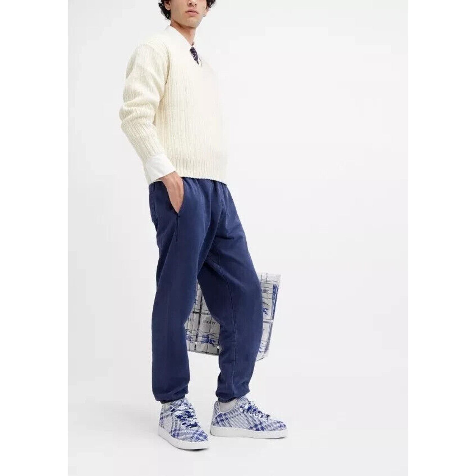 Burberry BURBERRY BOX BLUE CHECK CANVAS LOGO SNEAKERS 11 US 44 IT Size US 11 / EU 44 - 2 Thumbnail