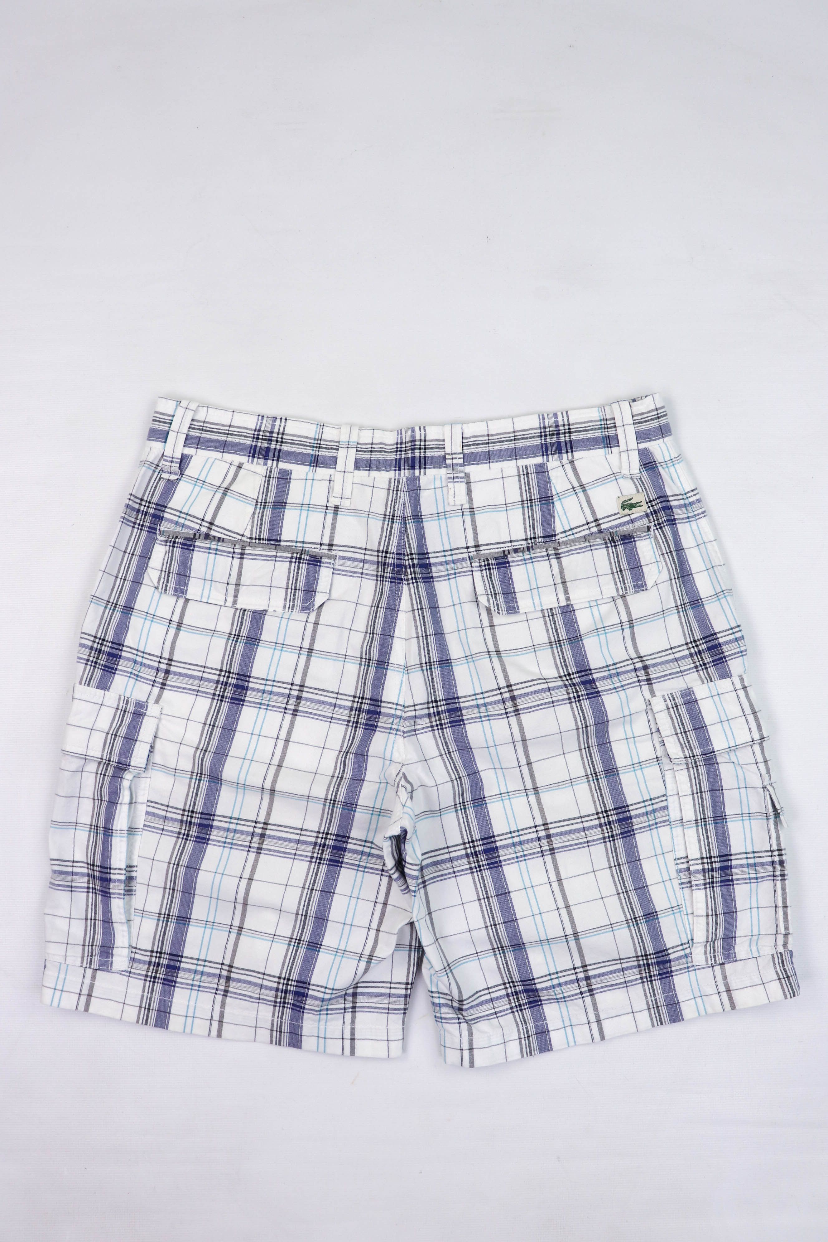 Lacoste Lacoste White Plaid Check Cotton Bermuda Cargo Shorts Size US 33 - 2 Thumbnail