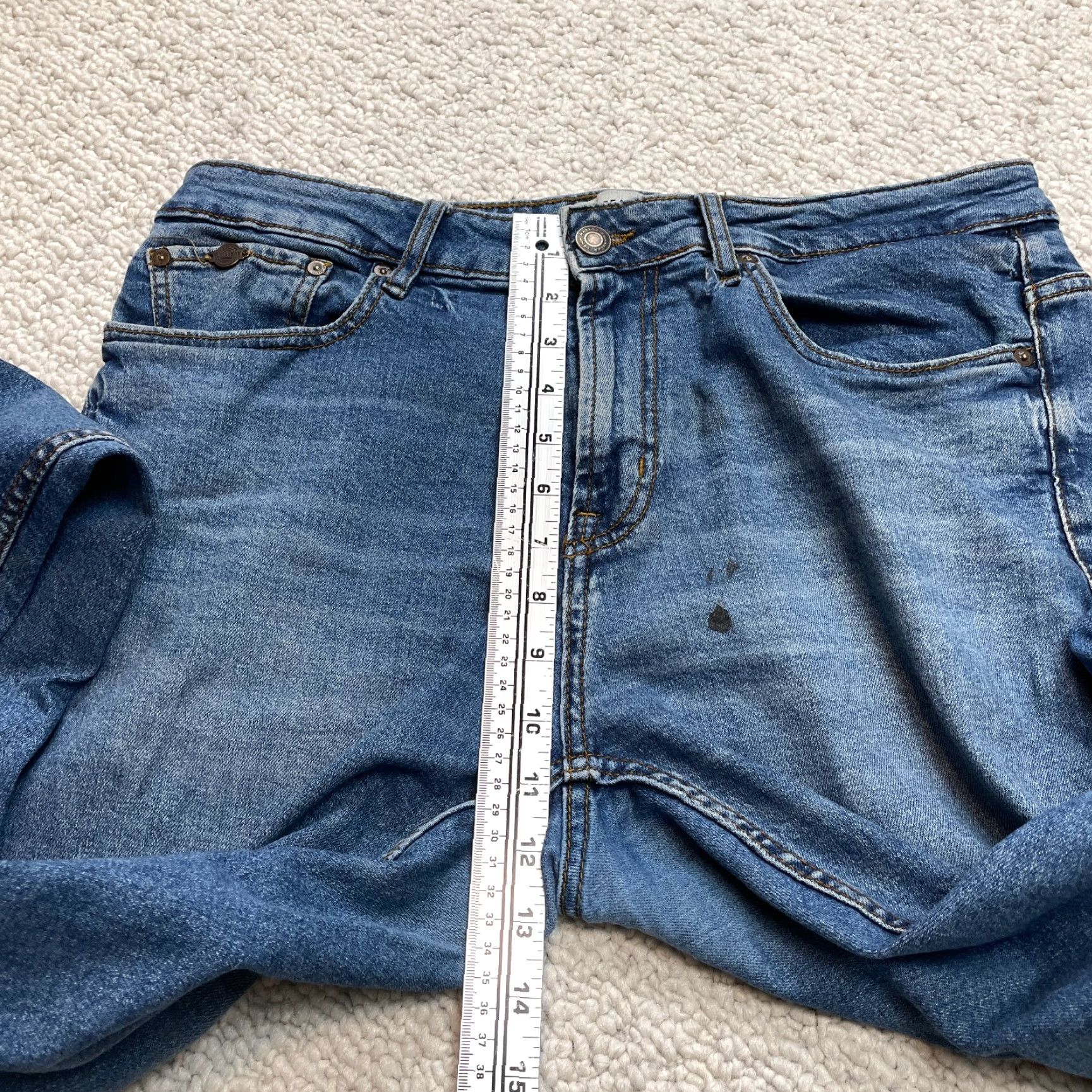 Vintage Pull&Bear Jeans Mens 34x31 Slim Straight Leg Dark Blue Denim Casual Slimming 5-Pocket 34 Inseam Regular Waist Mens Jeans Size US 34 / EU 50 - 4 Thumbnail