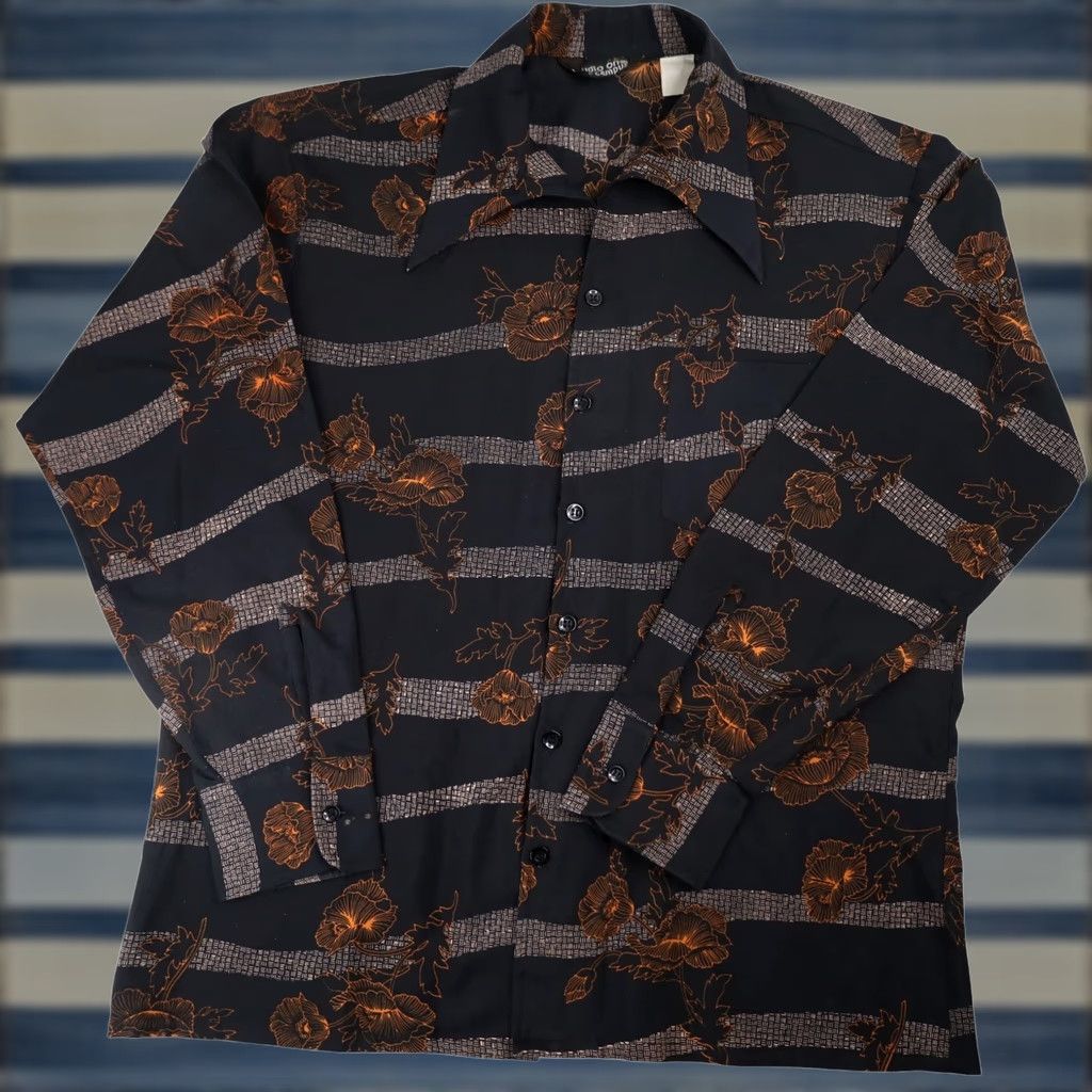 Vintage VINTAGE Studio One by Campus Floral Button Up Shirt Mens Large Black Long Sleeve Clothing Size US L / EU 52-54 / 3 - 1 Thumbnail