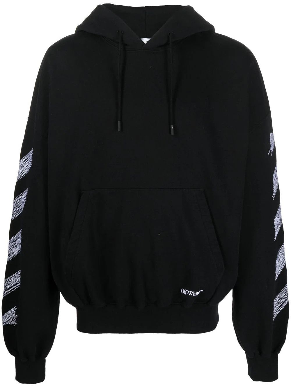 o1w1db10824 Scribble Diag Boxy Hoodie in Black