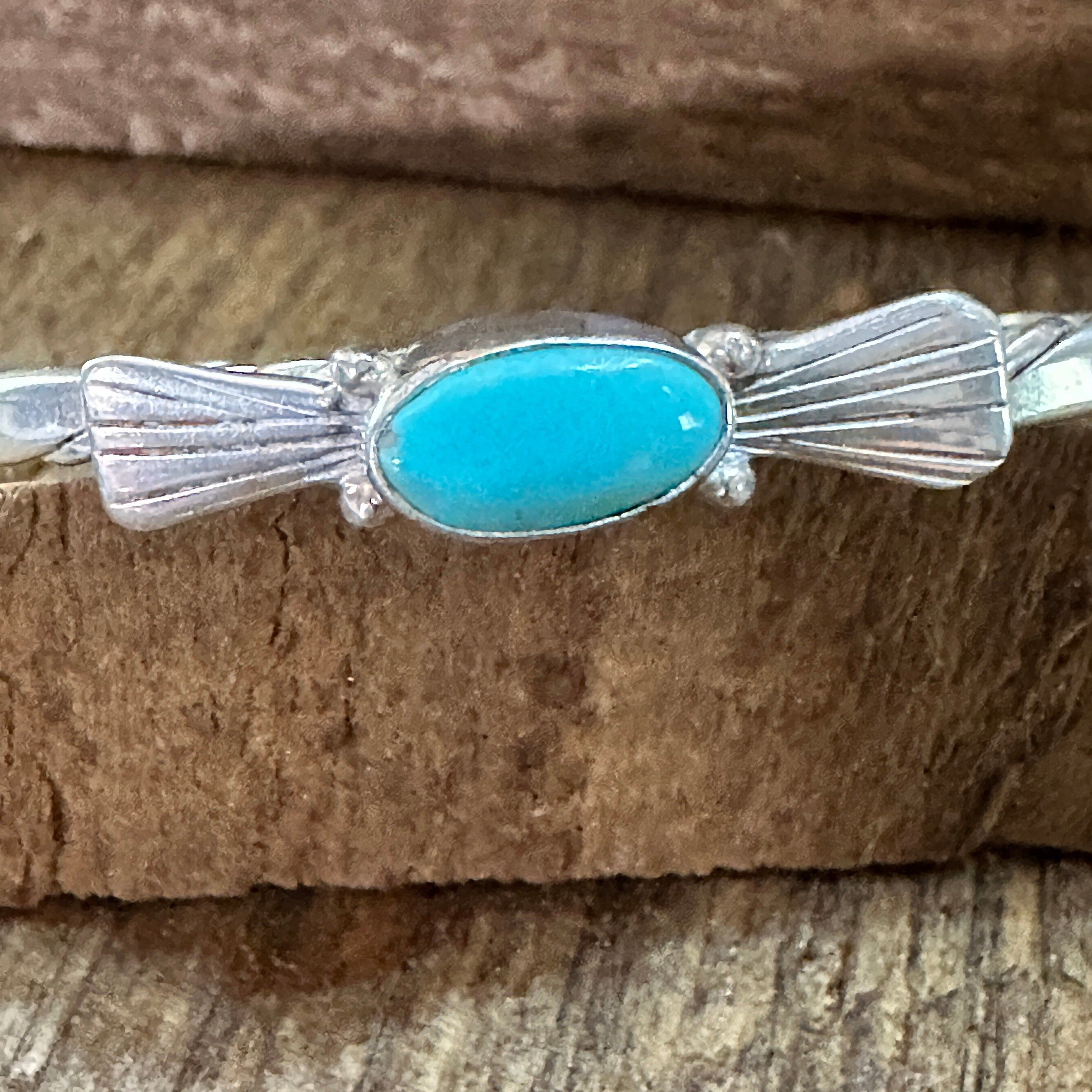 Other Handmade Navajo Sterling Silver & Kingman Turquoise Cuff Bra Size ONE SIZE - 2 Thumbnail