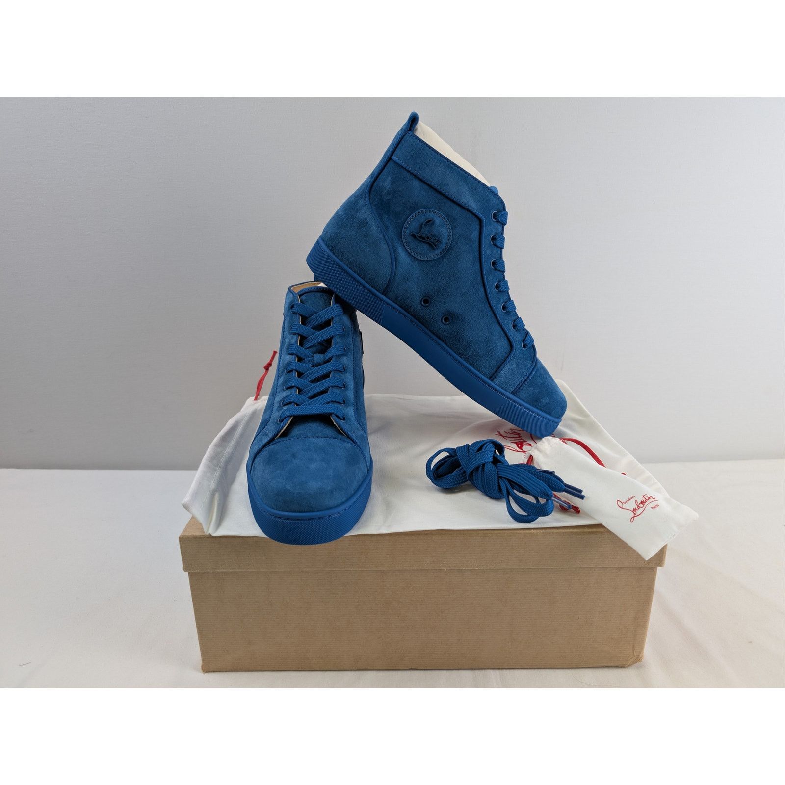 Christian Louboutin o1rshd1 Louis Orlato flat high-top sneaker in blue suede Size US 10 / EU 43 - 20 Thumbnail