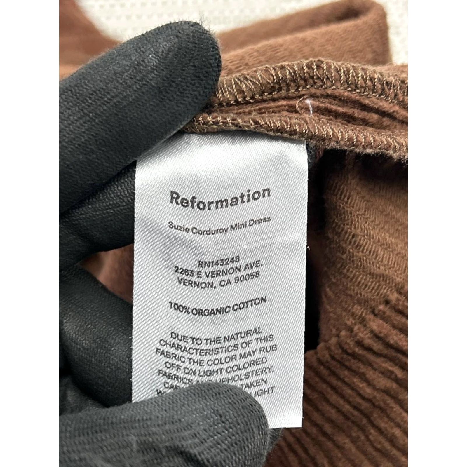 Reformation Reformation Dress Womens 10 Brown Cotton Corduroy Bodycon Dress Size L / US 10 / IT 46 - 4 Thumbnail
