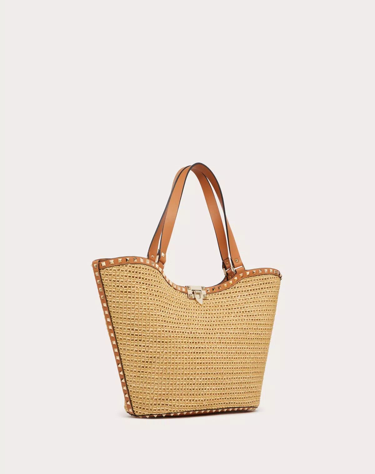 Valentino o1s1wg110625 Size: OS/Rockstud Woven Sopping Bag in Beige Size ONE SIZE - 2 Thumbnail