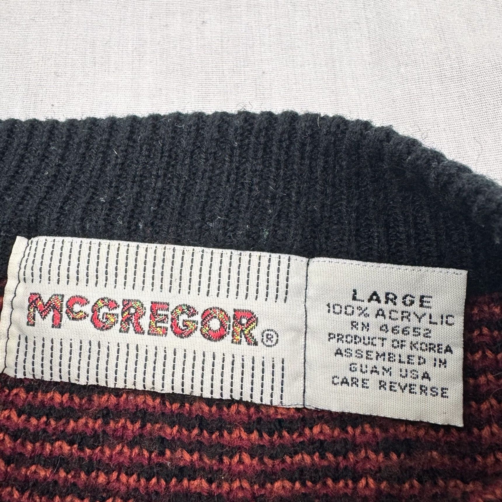 McGregor VINTAGE McGregor Sweater Mens Adult Large Pullover Knit Geometric Red 80s 90s Crew Neck Long Sleeve Size US L / EU 52-54 / 3 - 6 Thumbnail