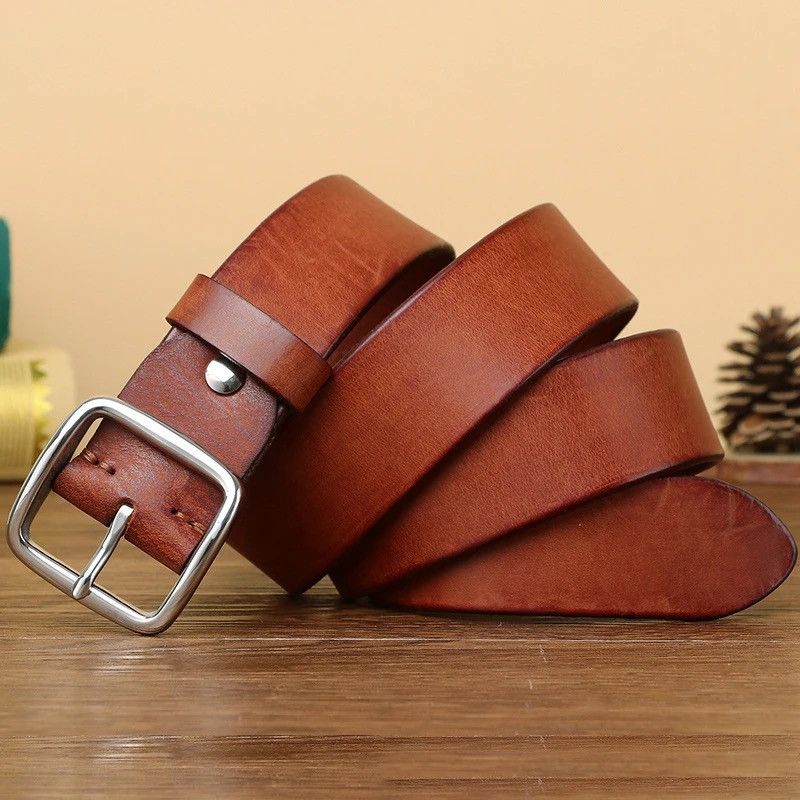 Leather × Vintage Anti Allergy Buckle Belt Vintage Cowskin Genuine Leather Size ONE SIZE - 3 Thumbnail
