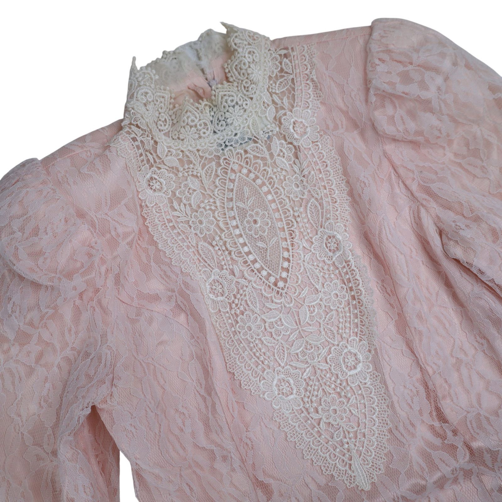 Vintage VTG Gunne Sax by Jessica McClintock Lace Over Statin Dress Size L / US 10 / IT 46 - 11 Thumbnail
