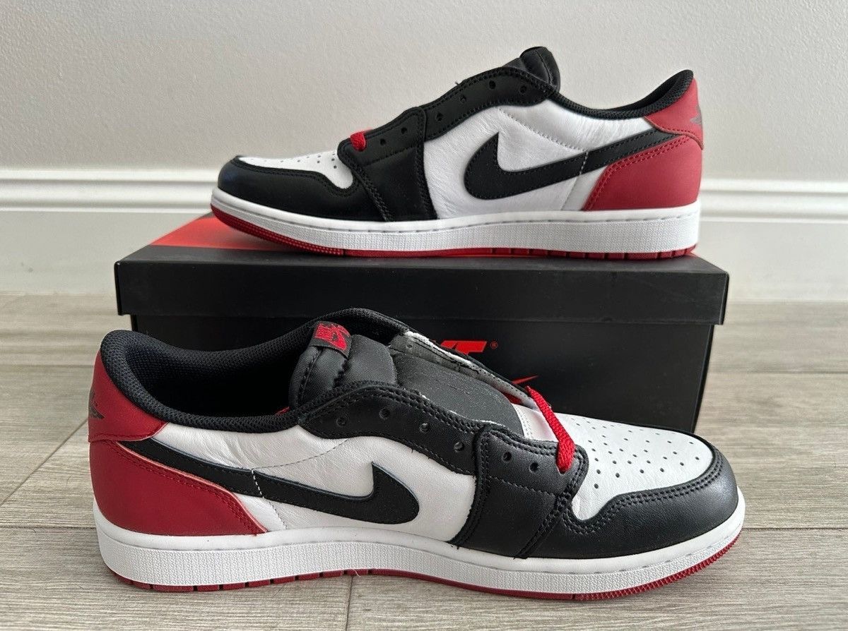 Jordan Brand Jordan 1 Retro Low OG Black Toe White Black Varsity Red 12 Size US 12 / EU 45 - 2 Thumbnail