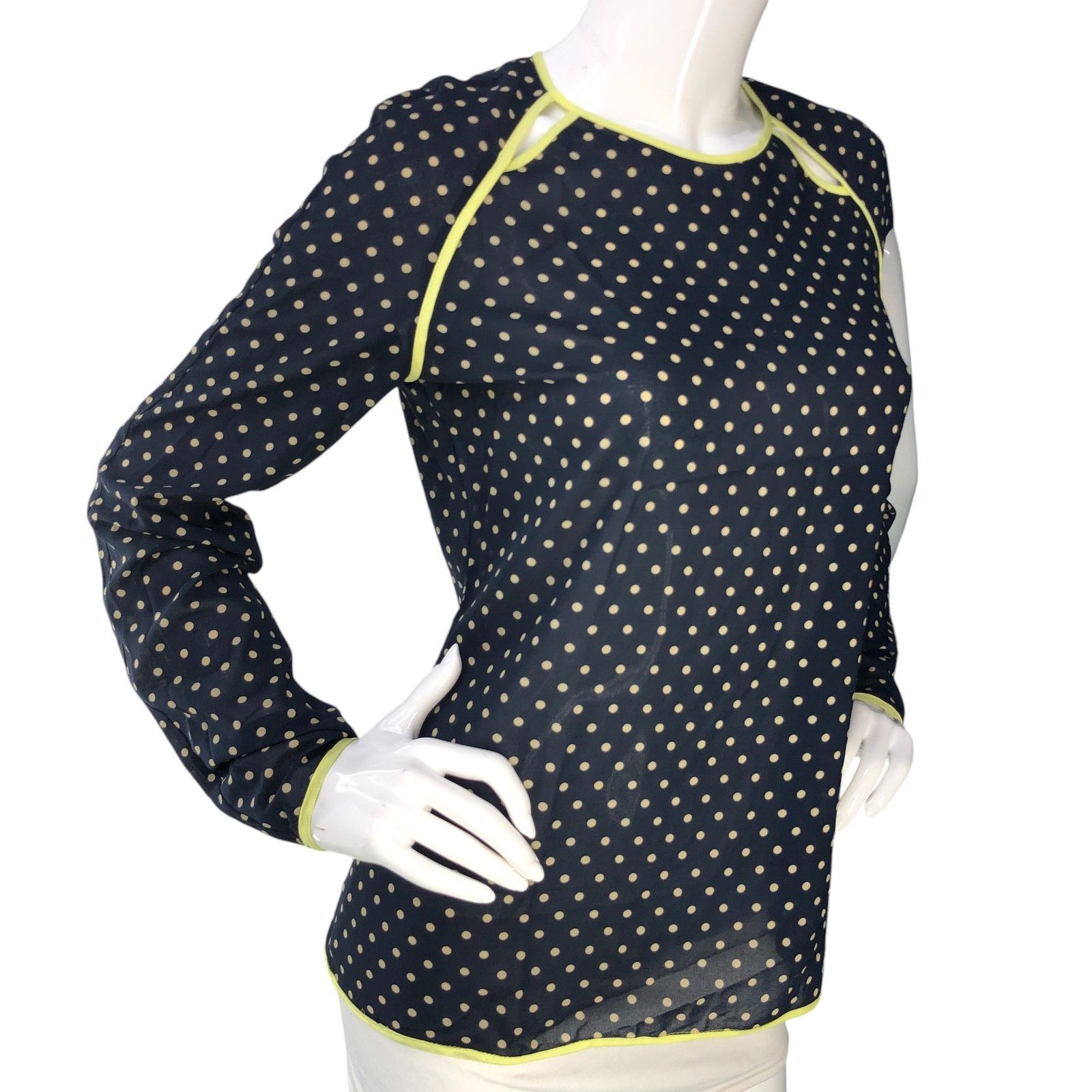 Adolfo Dominguez Adolfo Dominguez Size 38 US 6 Top Blouse Polka Dot Keyhole Size M / US 6-8 / IT 42-44 - 10 Thumbnail