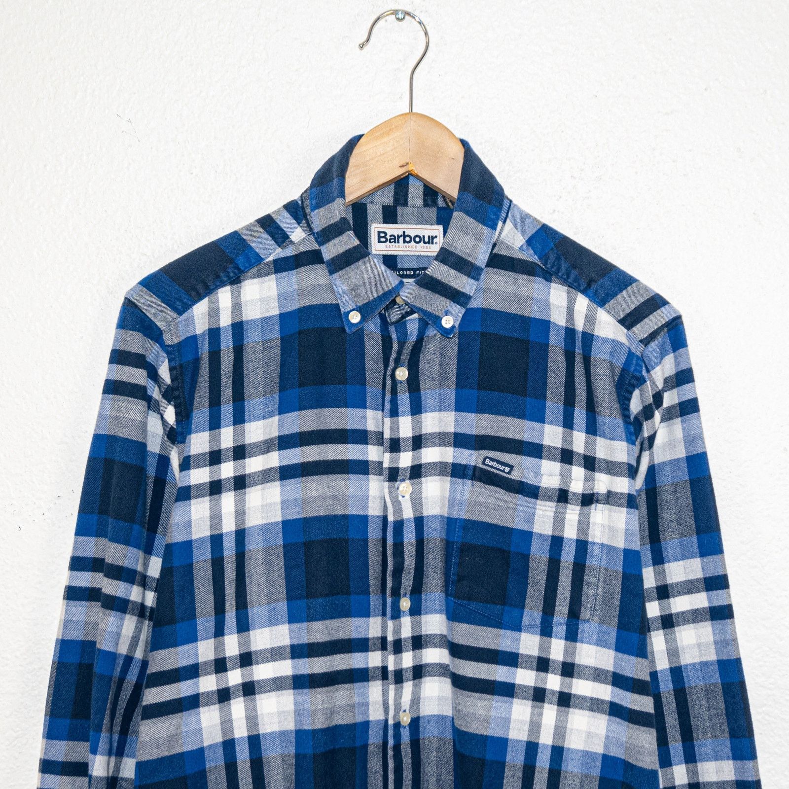 Barbour Barbour Men's Small Button Down Flannel Shirt Blue Plaid Size US S / EU 44-46 / 1 - 2 Thumbnail