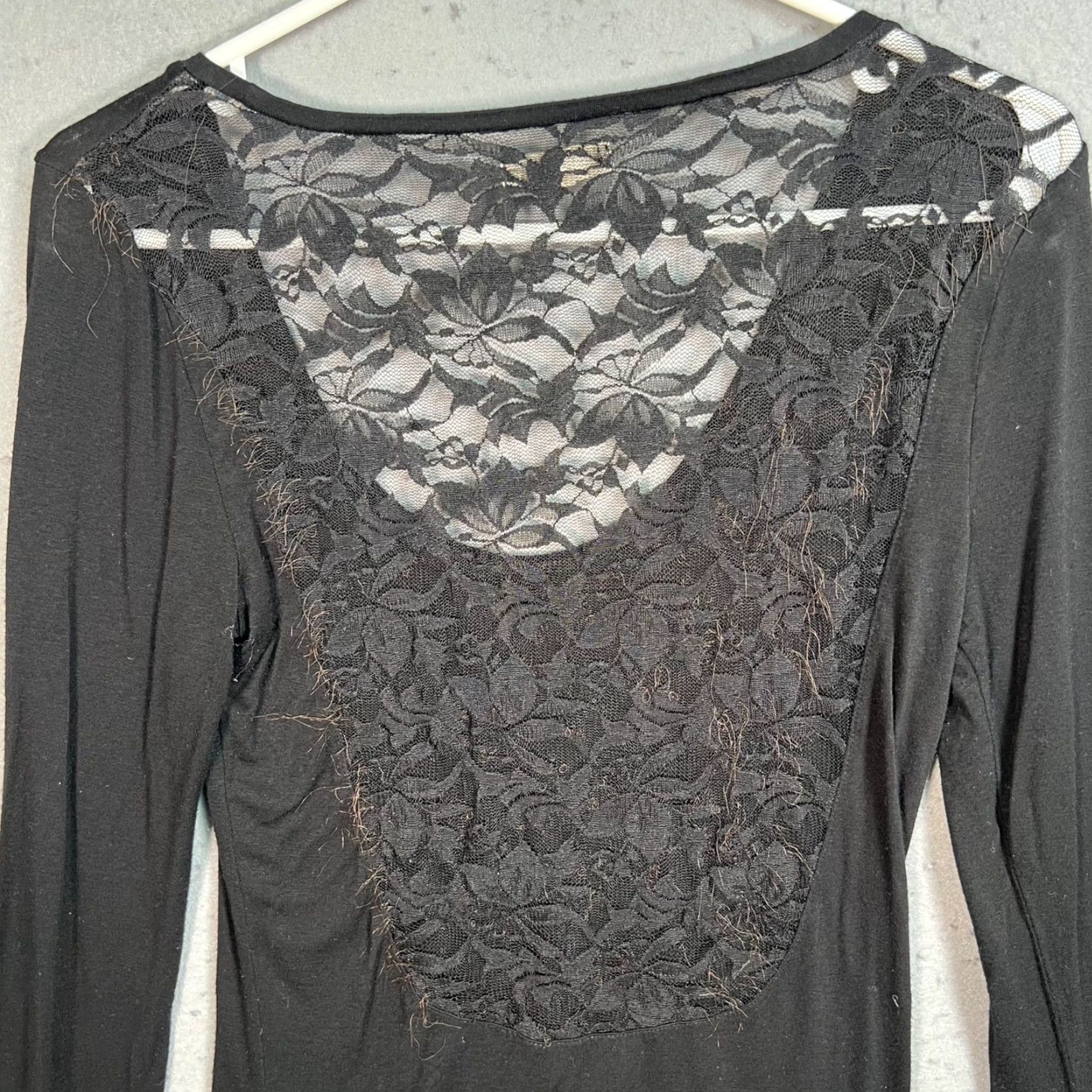 Vintage VINTAGE Silence + Noise Blouse Shirt Womens Small Black Lace-Back Long Sleeve Size S / US 4 / IT 40 - 7 Thumbnail