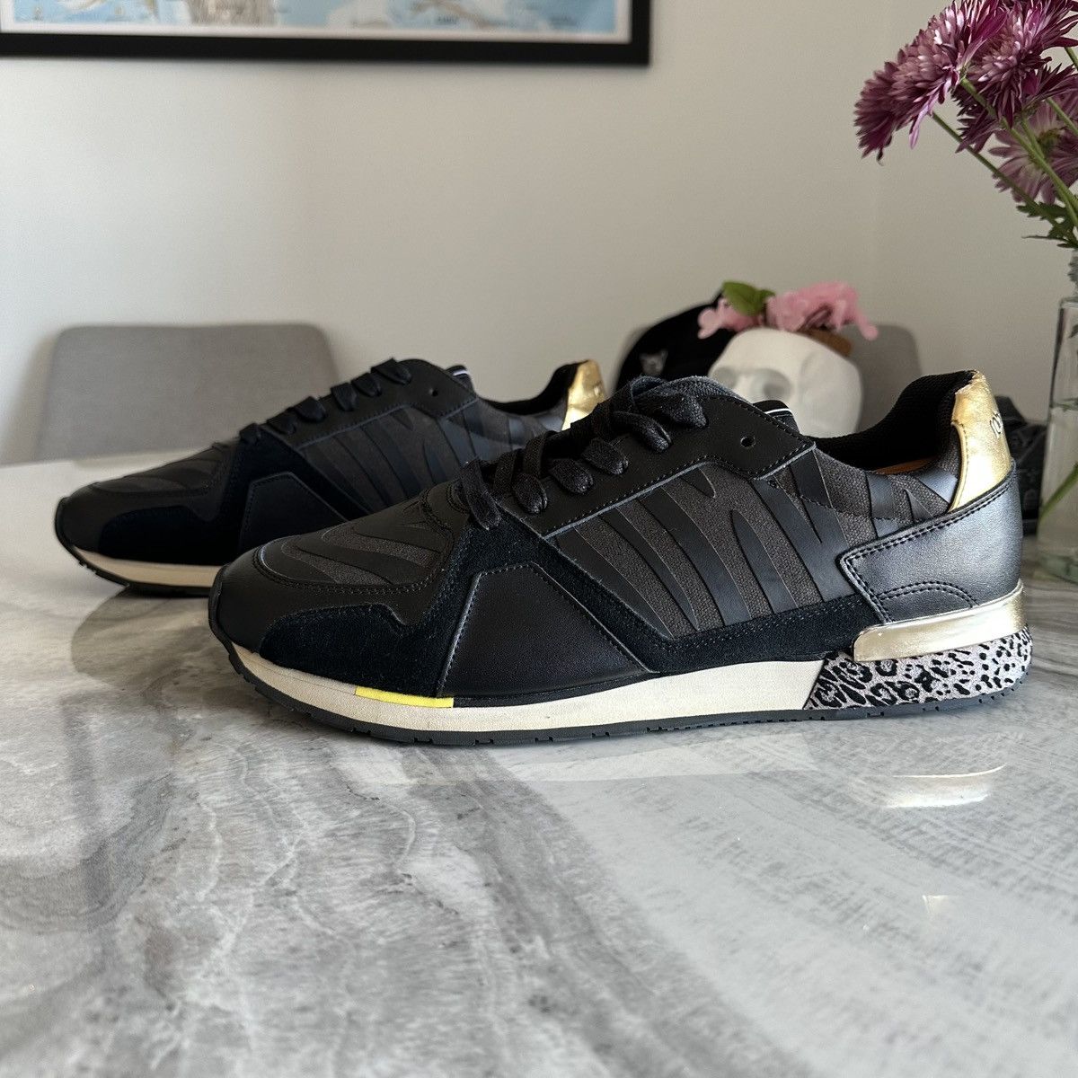 Roberto Cavalli Roberto Cavalli Sport Black Leather Fashion Sneakers Size US 11.5 / EU 44-45 - 1 Thumbnail