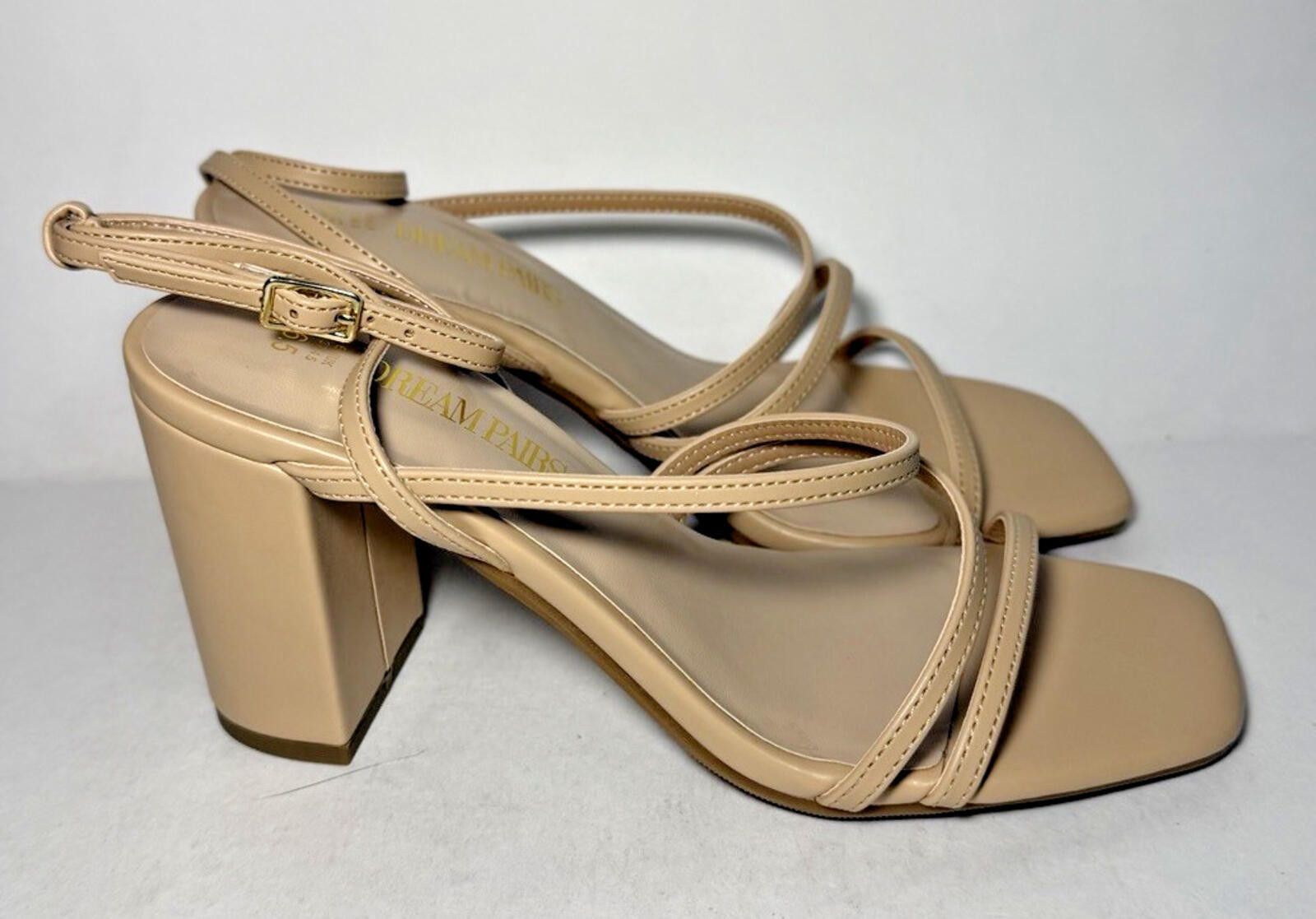 Other DREAM PAIRS Strappy Chunky Block Heel Sandals Nude 3.15 in. Size US 6.5 / IT 36.5 - 2 Thumbnail