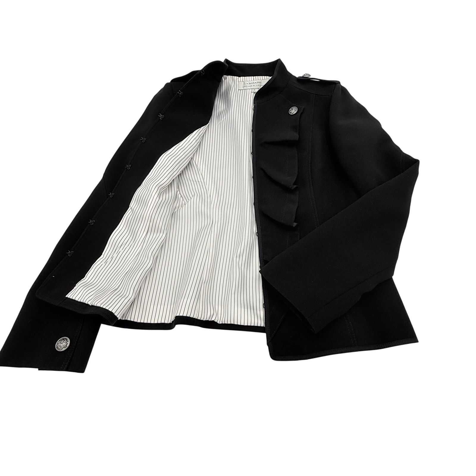 Elie Tahari Tahari Military Ruffle Button Front Jacket Size S / US 4 / IT 40 - 5 Thumbnail