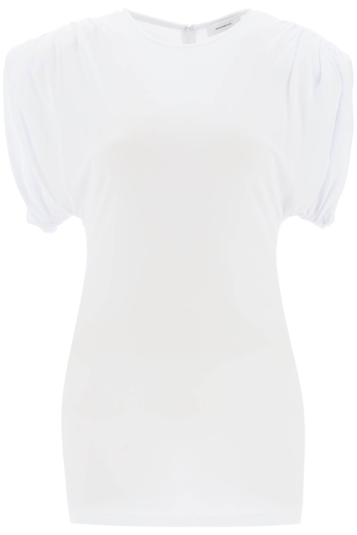 image of Wardrobe NYC Mini Sheath Dress With Structured Shoulders in Bianco, Women's (Size Small)