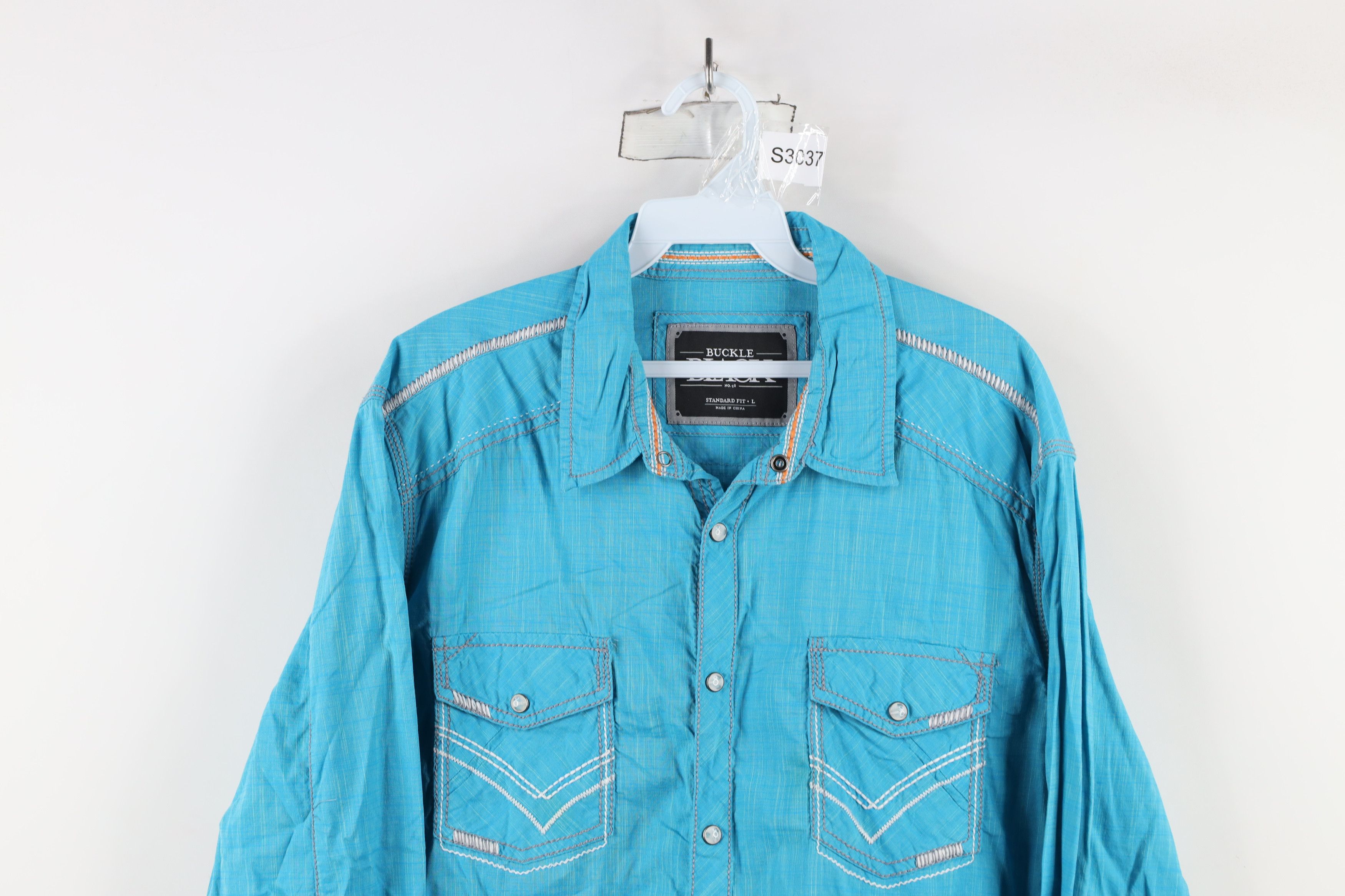 Vintage Buckle Black Western MMA Snap Button Collared Shirt Blue Size US L / EU 52-54 / 3 - 2 Thumbnail