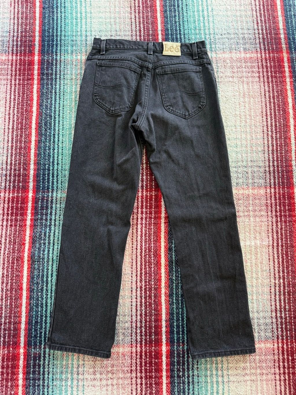Lee × Vintage Vintage Lee Black Straight Leg Jeans 31x29 Size 31" - 3 Thumbnail