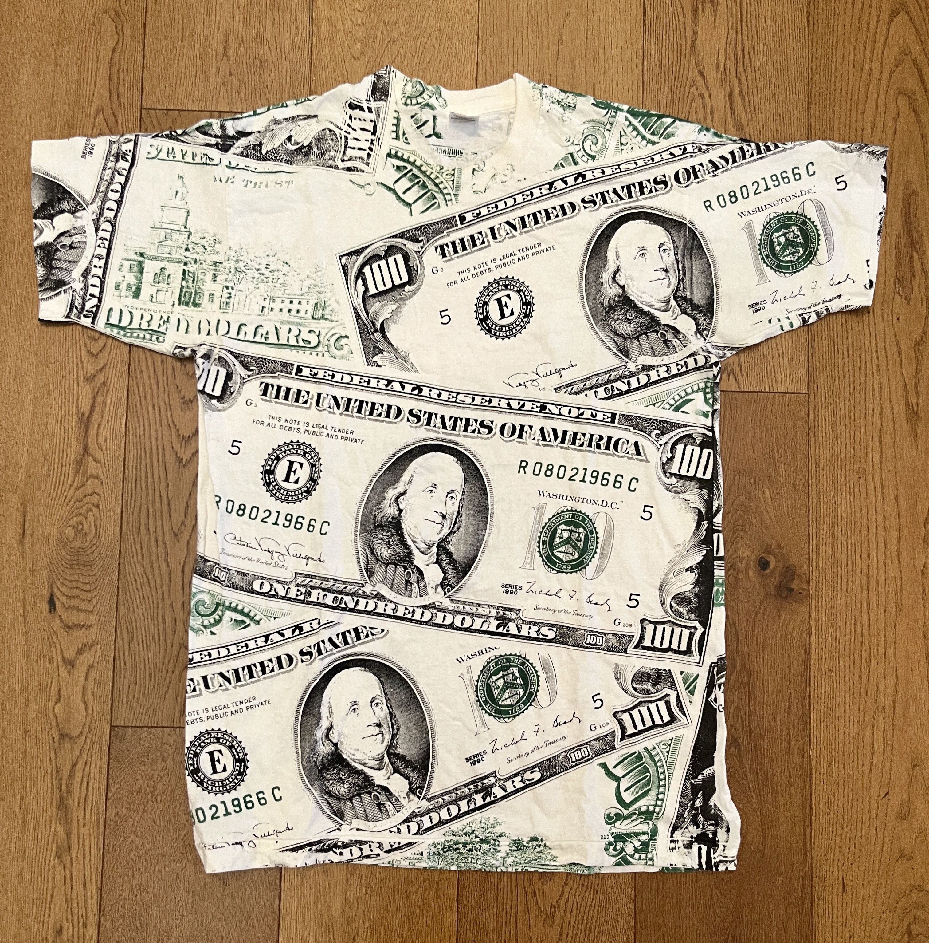 Vintage Vintage 1990 Hundred Dollar Bill AOP Single Stitch USA L Size US L / EU 52-54 / 3 - 2 Thumbnail