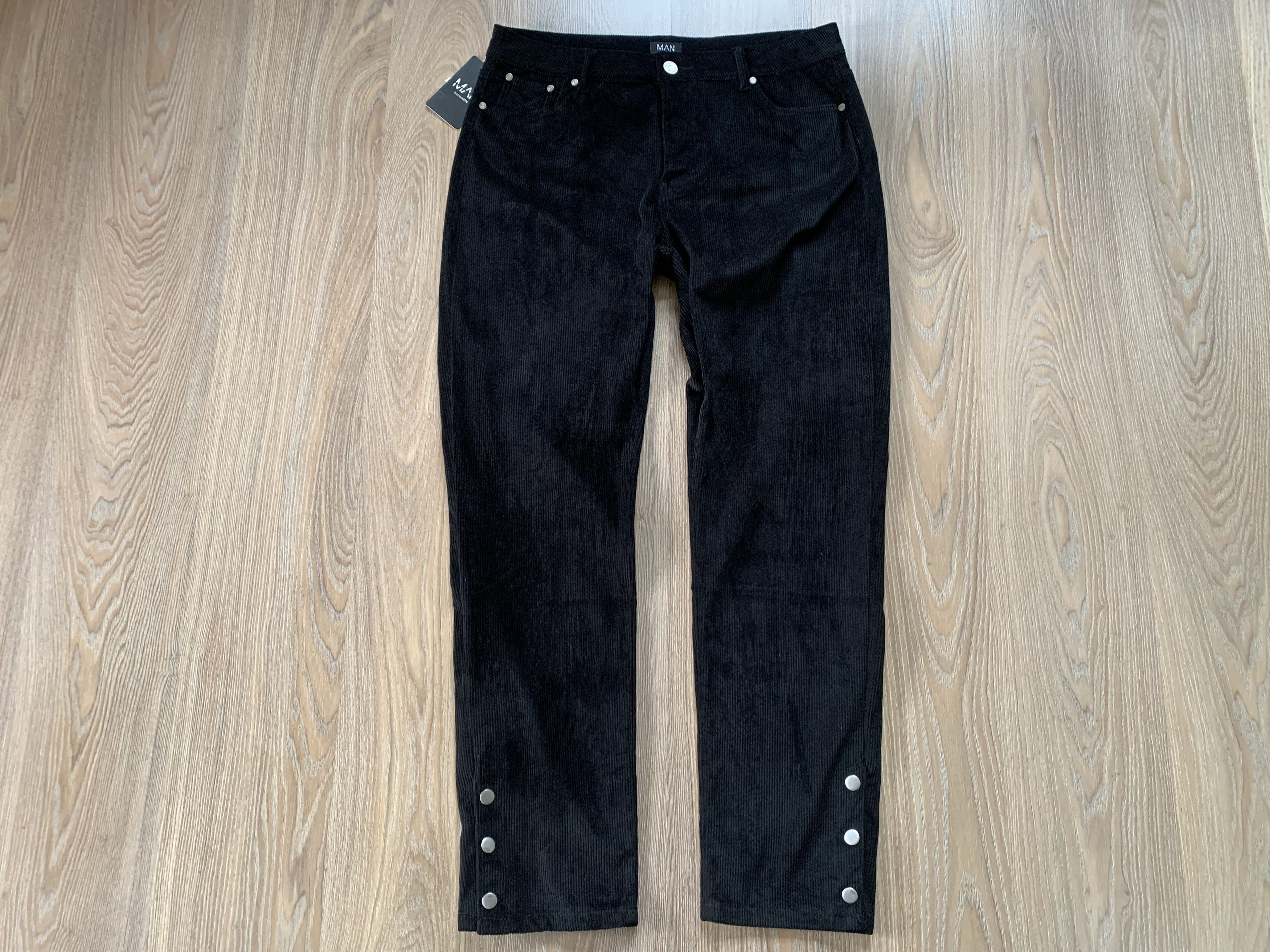 Boohoo × Vintage BohooMan Velvet Black Button Pants Size US 32 / EU 48 - 2 Thumbnail