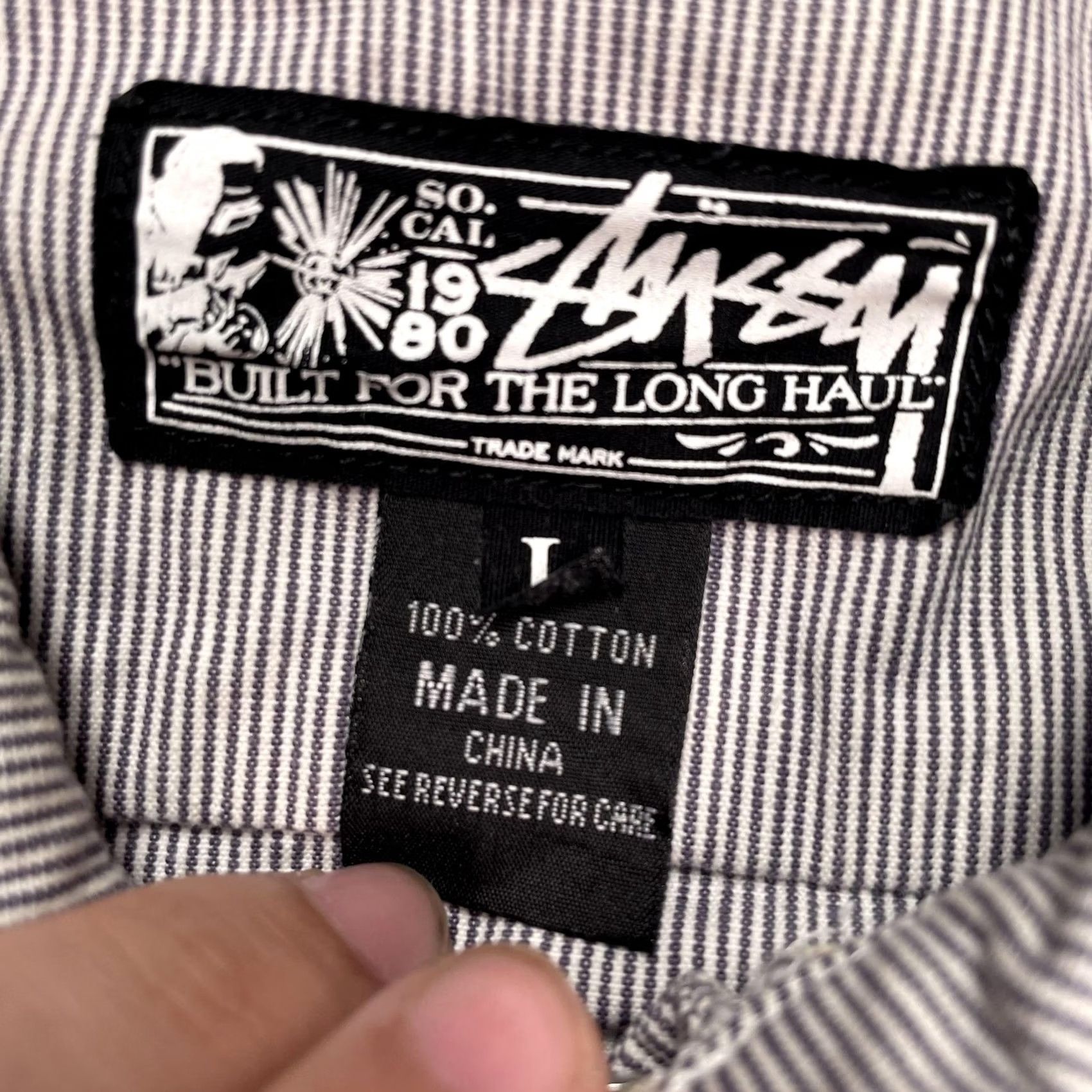 Vintage Stussy Shirt Mens Large Gray Striped Tribe Half Zip Long Sleeve Woven Pullover Size US L / EU 52-54 / 3 - 3 Thumbnail