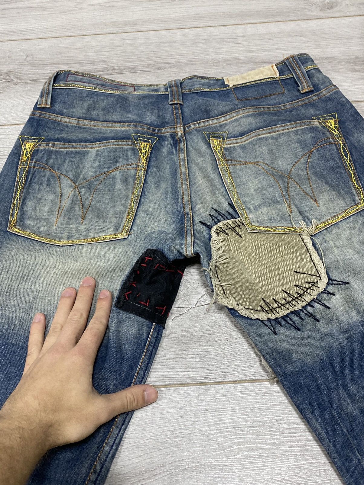 Vintage Tough jeansmith patchwork military denim jeans Size US 32 / EU 48 - 4 Thumbnail