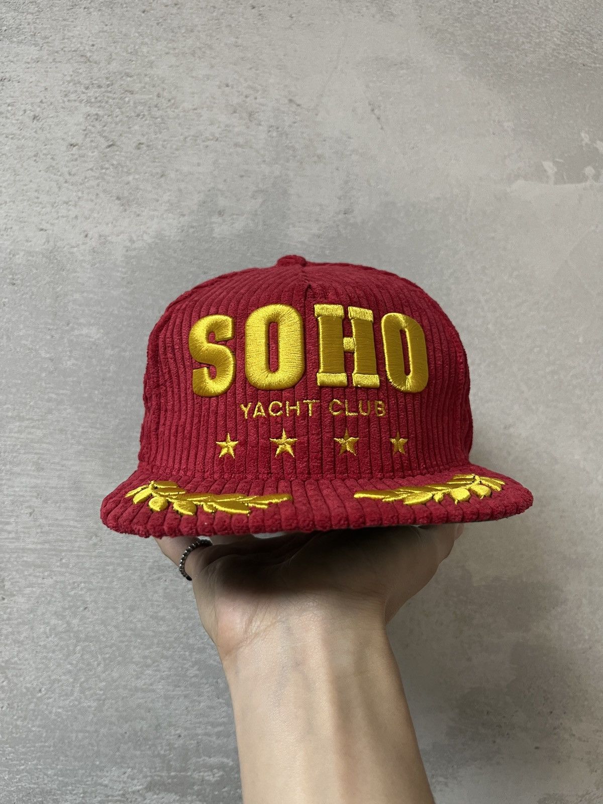 Corteiz Rare Corteiz X Soho Yacht Club Corduroy Snapback Hat Red Size ONE SIZE - 2 Thumbnail