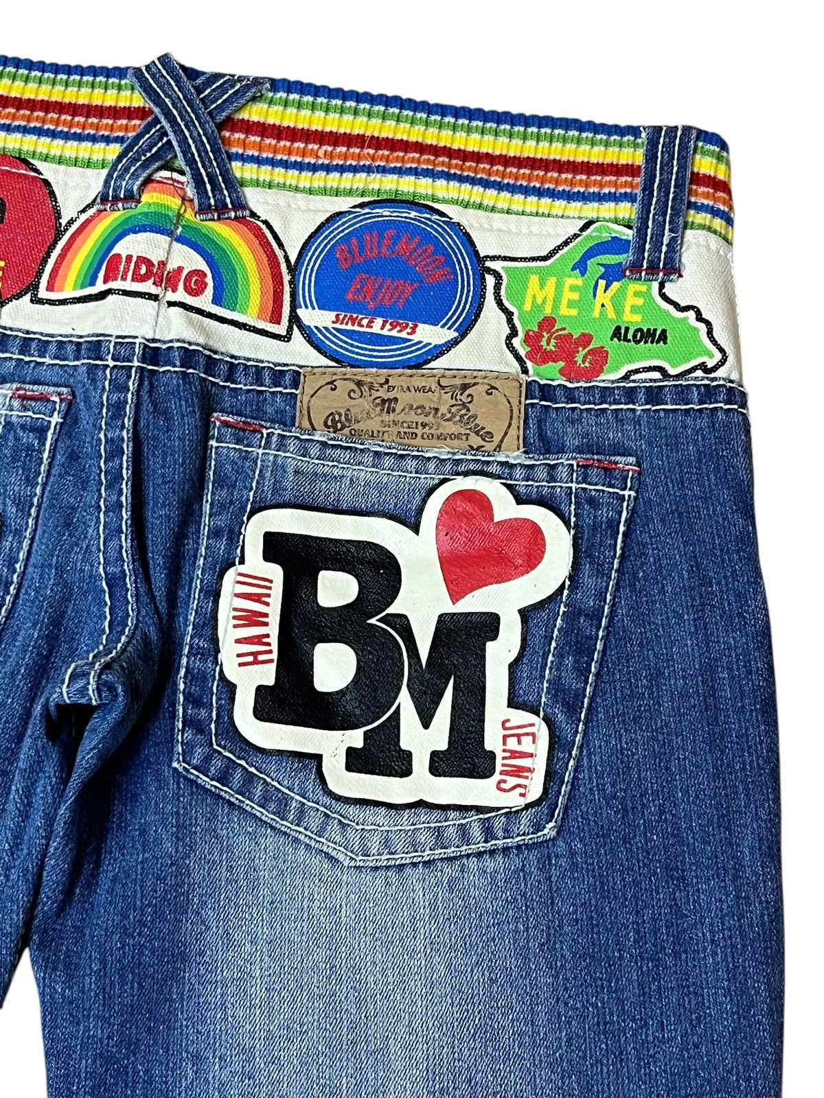 Japanese Brand SICK🔥JAPANESE BMB BLUE MOON BLUE DRAWSTRING WAIST JEANS Size US 32 / EU 48 - 6 Thumbnail