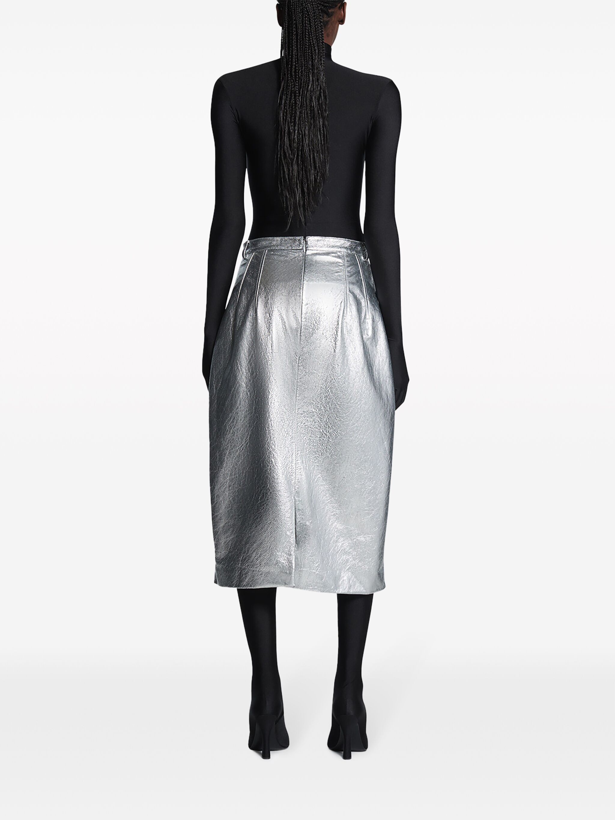 Balenciaga o1srvl11e1124 Large Skirt in Silver Size 25" / US 0 / IT 36 - 4 Thumbnail