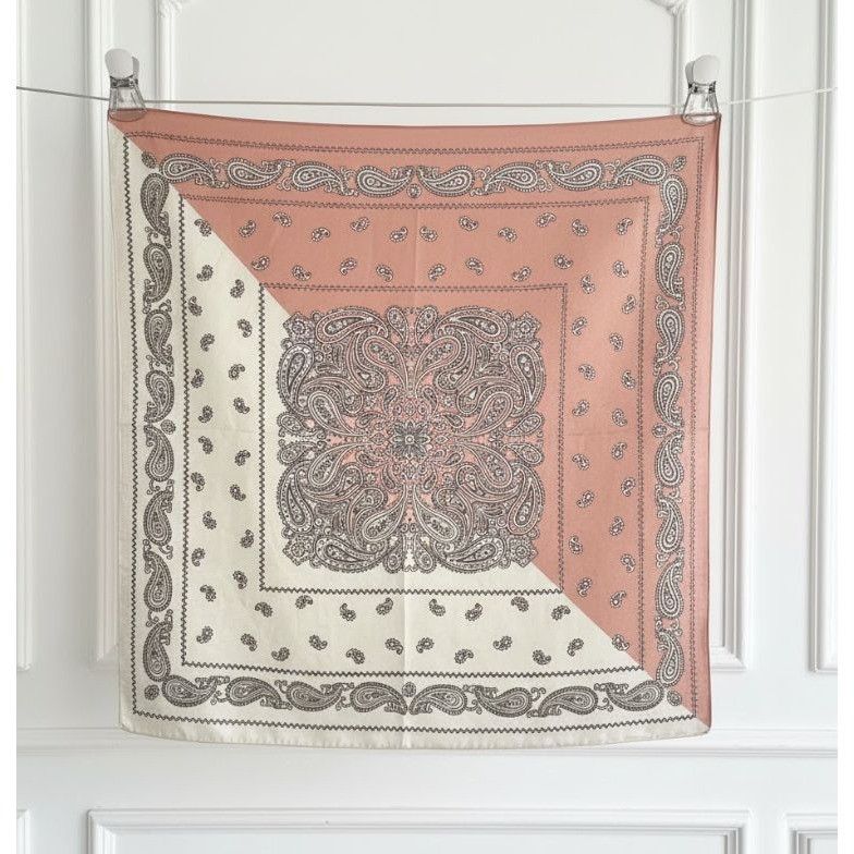 Other ❤️Silky Two Tone Paisley Satin Scarf Pink White Bandana Squa Size ONE SIZE - 2 Thumbnail