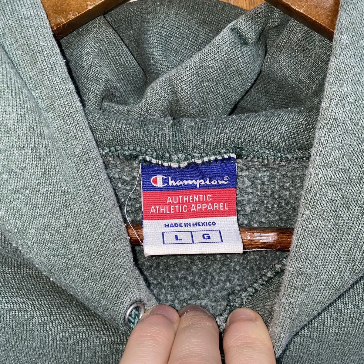 Champion × Vintage Vintage Green Champion Spellout Script Hoodie Size US L / EU 52-54 / 3 - 3 Thumbnail