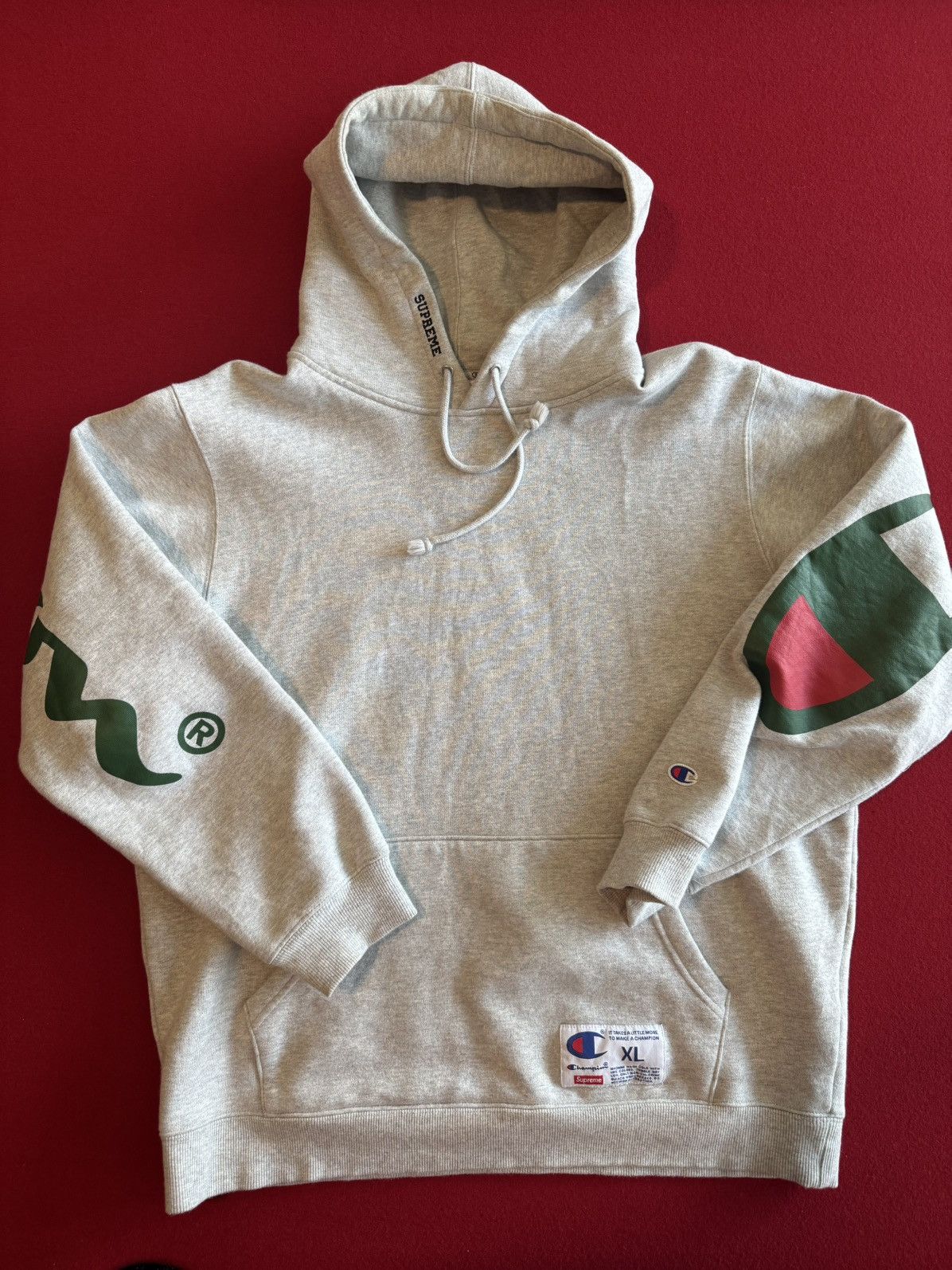 Champion x supreme hoodie ss18 best sale