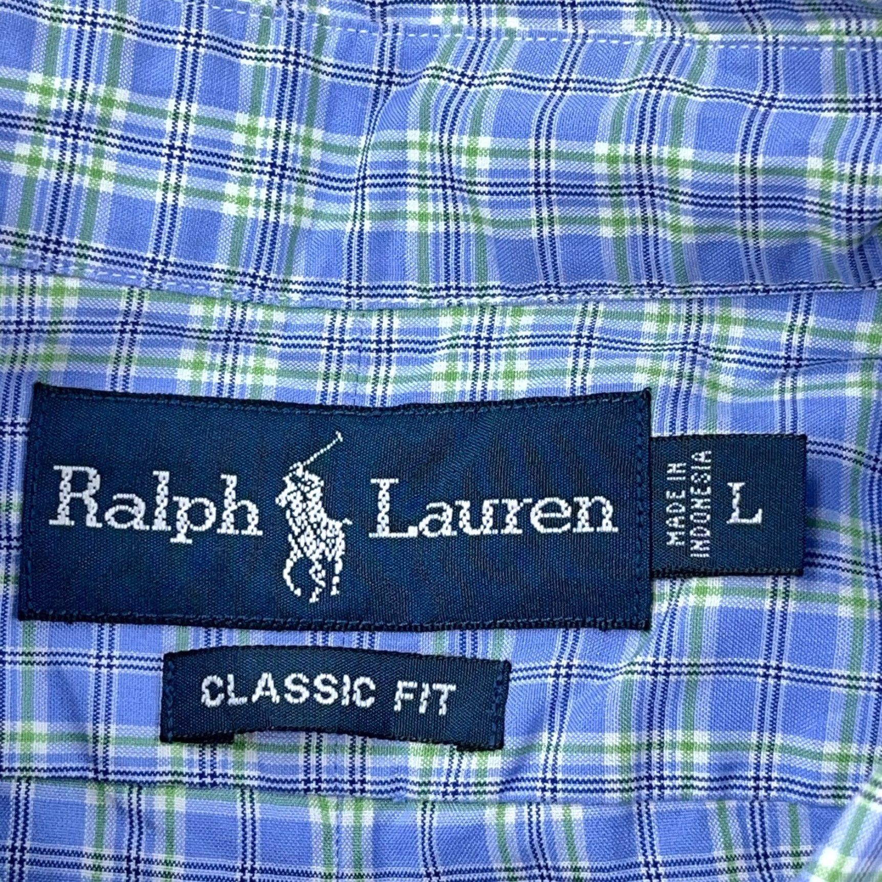 Ralph Lauren Ralph Lauren Classic Fit Button-Up Shirt Men Large Blue Green Plaid Cotton Short Sleeve Size US L / EU 52-54 / 3 - 4 Thumbnail