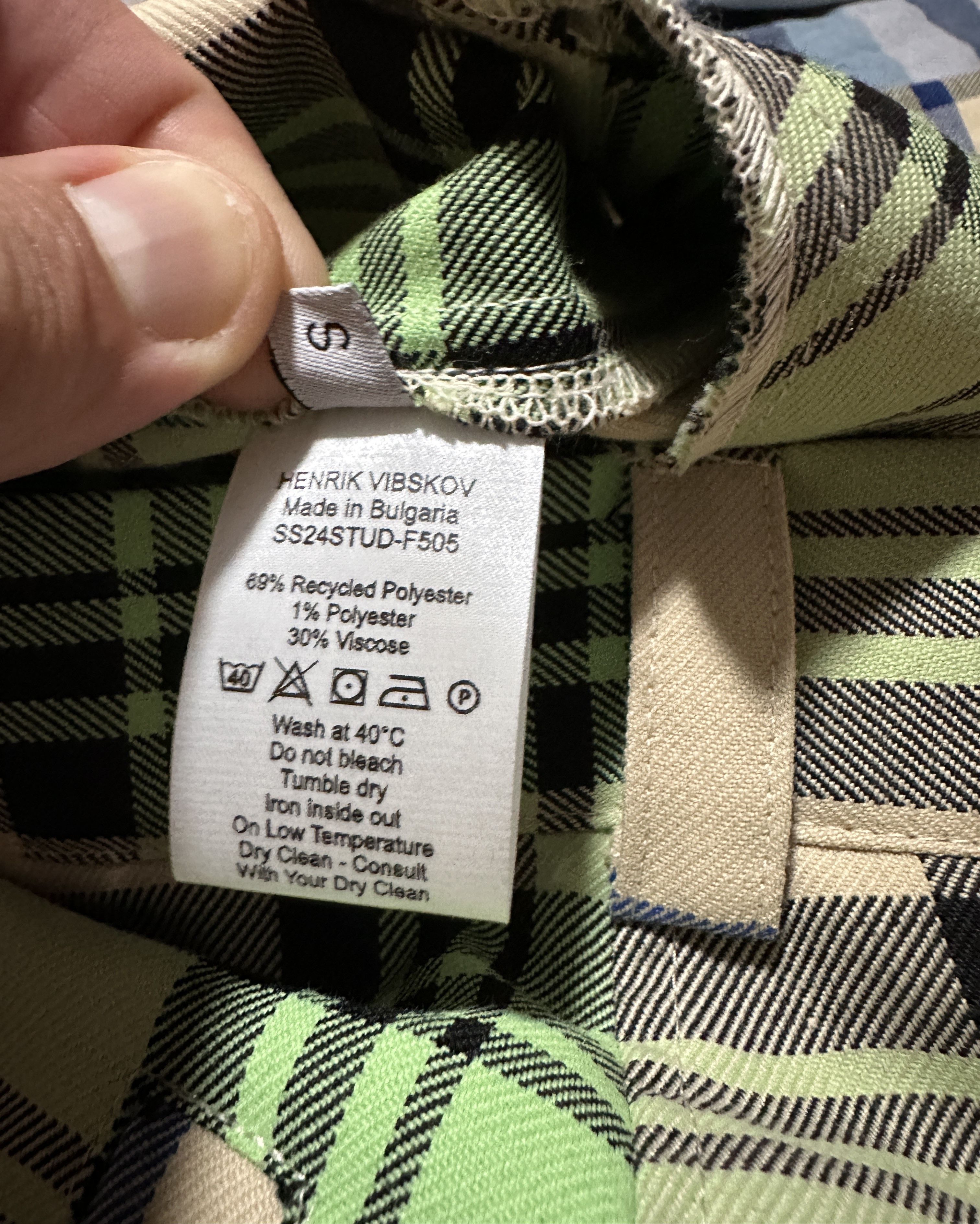 Henrik Vibskov Post Pant in Mint Beige Checks - green, beige, blue Size 26" / US 2 / IT 38 - 5 Thumbnail