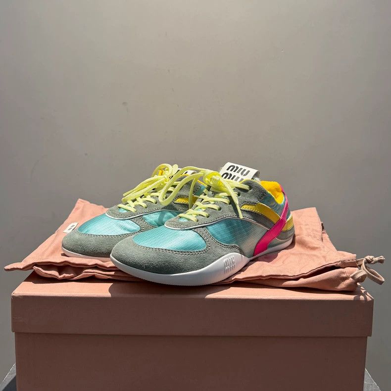 Miu Miu miu miu size 37.5 25ss Candy Color Nylon Paneled Suede Snea Size US 5 / EU 37 - 1 Thumbnail