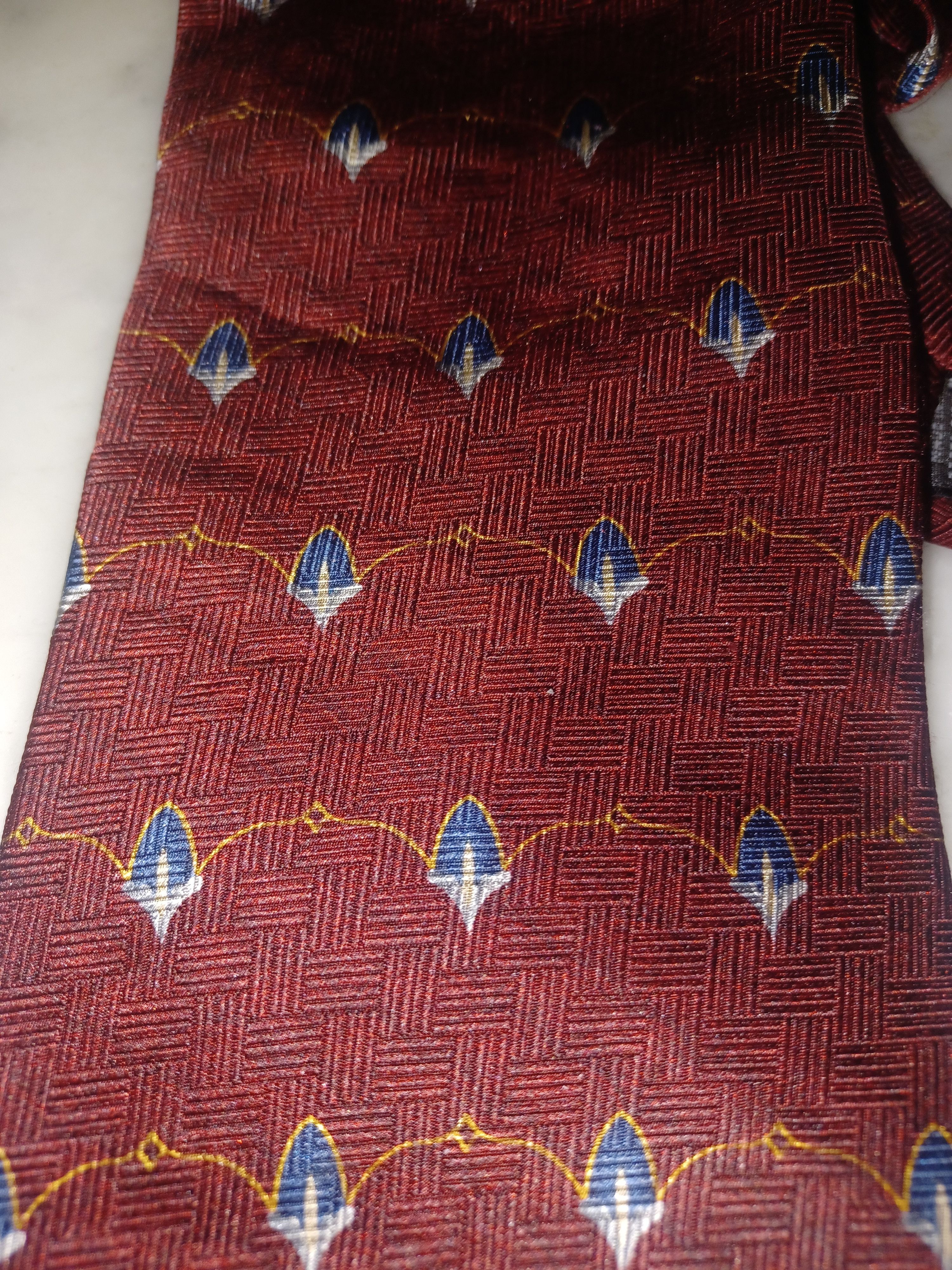Stafford Stafford Men's 100% Silk Tie Maroon Size ONE SIZE - 3 Thumbnail