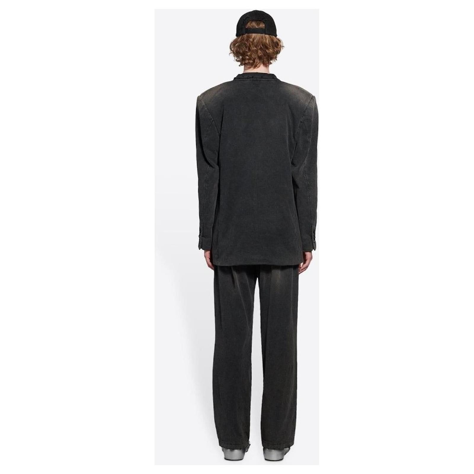 Balenciaga o1mt1gz1024 Slim Worn-Out Jacket in Black Size US XL / EU 56 / 4 - 5 Thumbnail