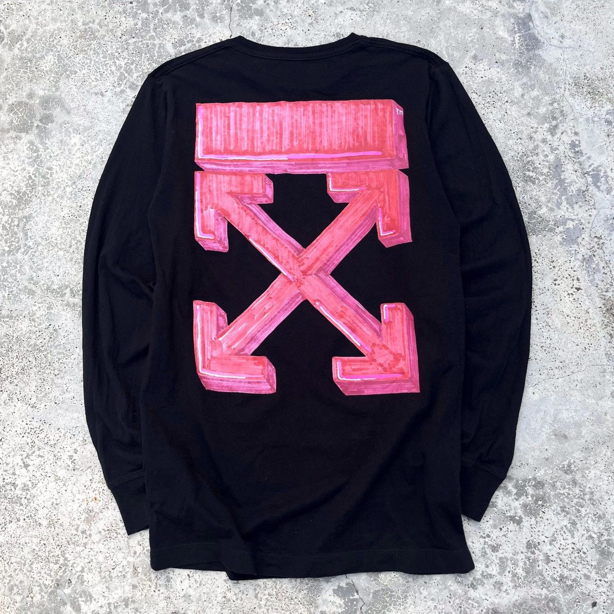 Off-White Off White Virgil Abloh Pink Marker Cross Design Longsleeve Size US S / EU 44-46 / 1 - 1 Thumbnail