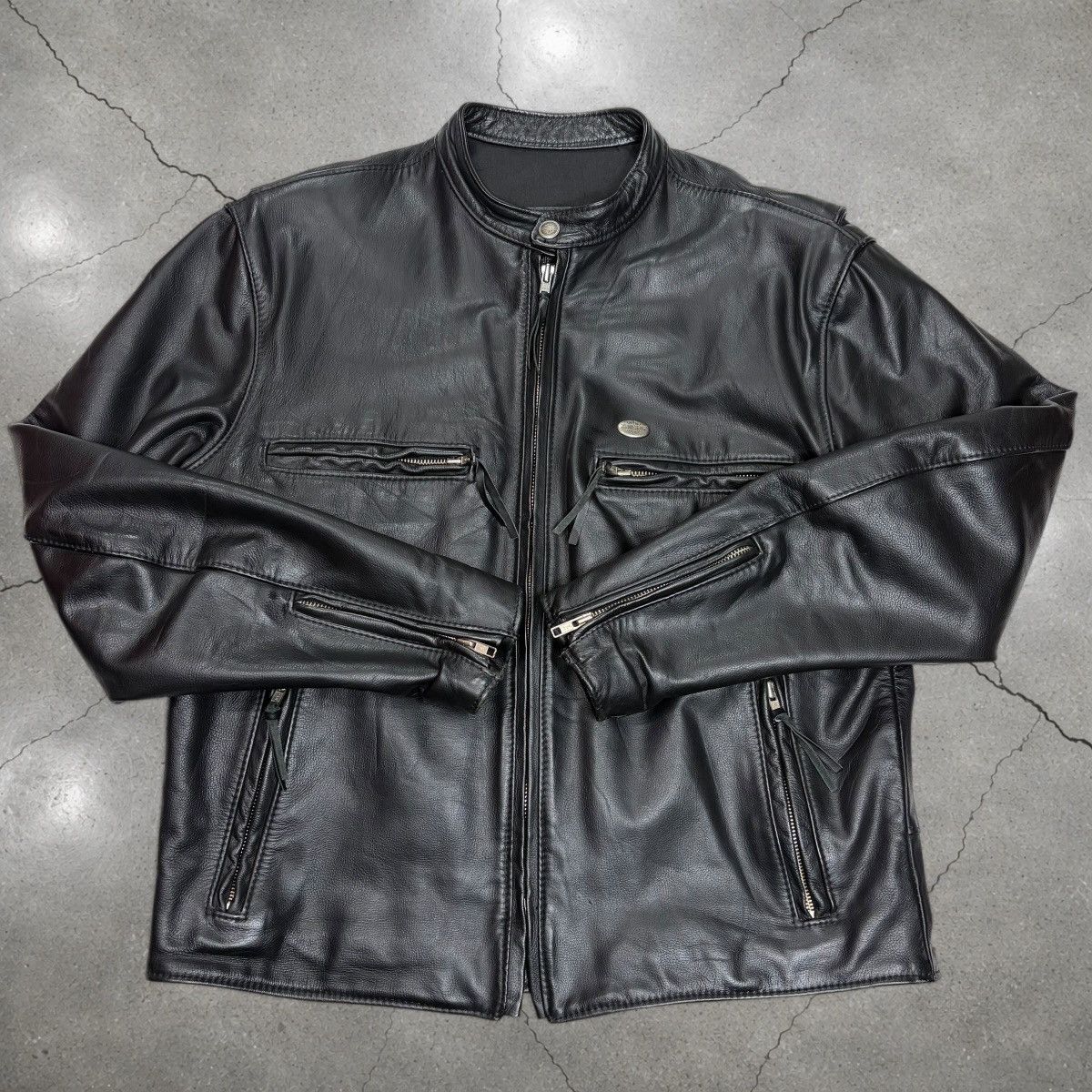 Harley Davidson VTG Harley Davidson USA Made Leather Jacket Cafe Racer Large Size US L / EU 52-54 / 3 - 1 Thumbnail