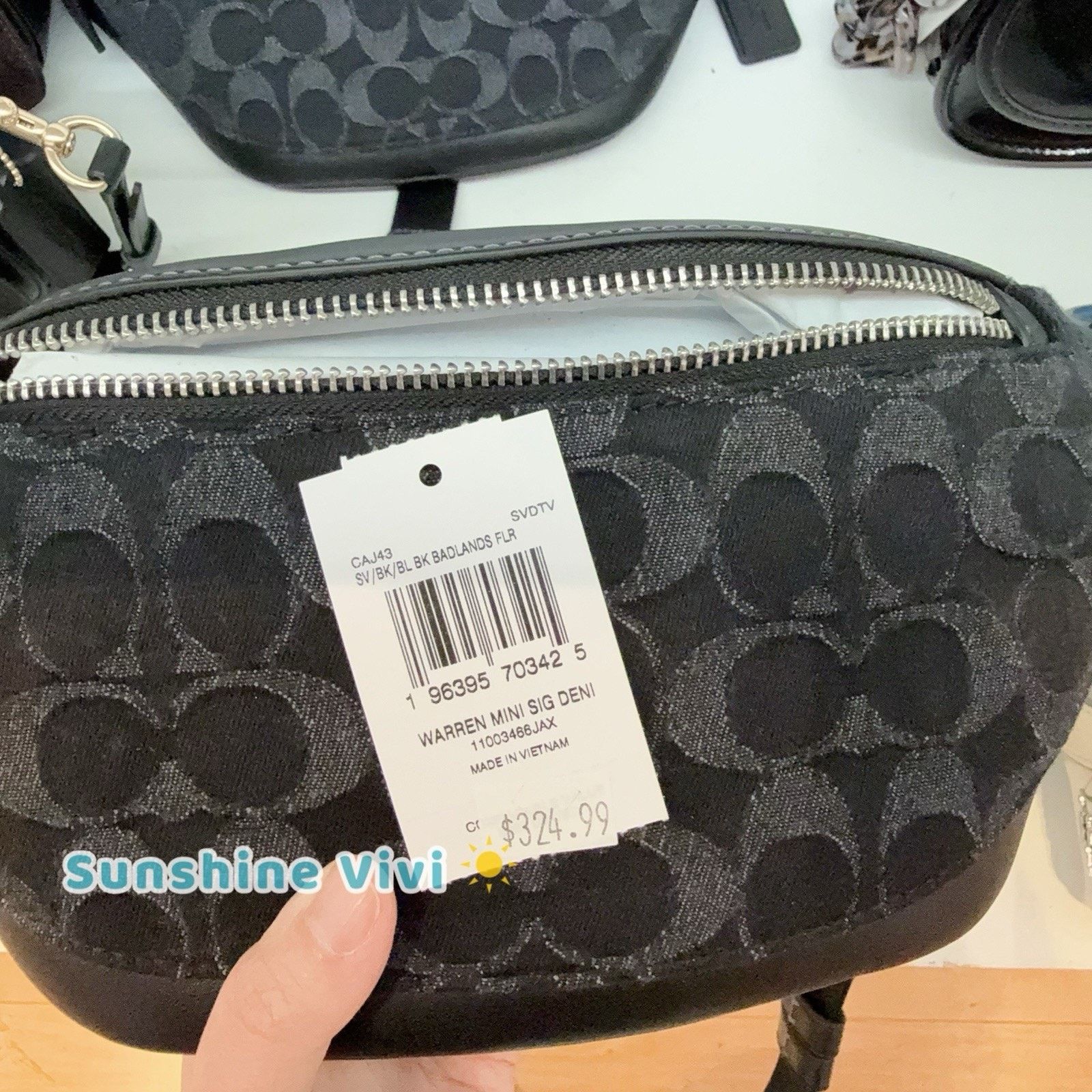 Coach NWT Coach Black Warren Mini Signature Denim Belt Bag CAJ43 Size ONE SIZE - 5 Thumbnail