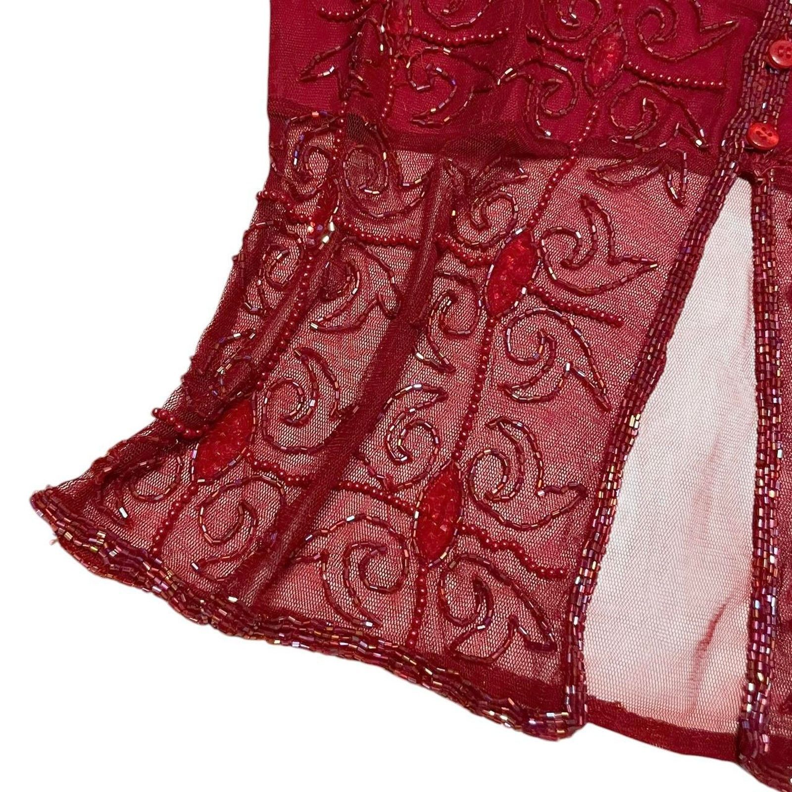 Madness Deadstock VTG Y2K 90s fairy gothic sheer red mesh tank top Size S / US 4 / IT 40 - 5 Thumbnail