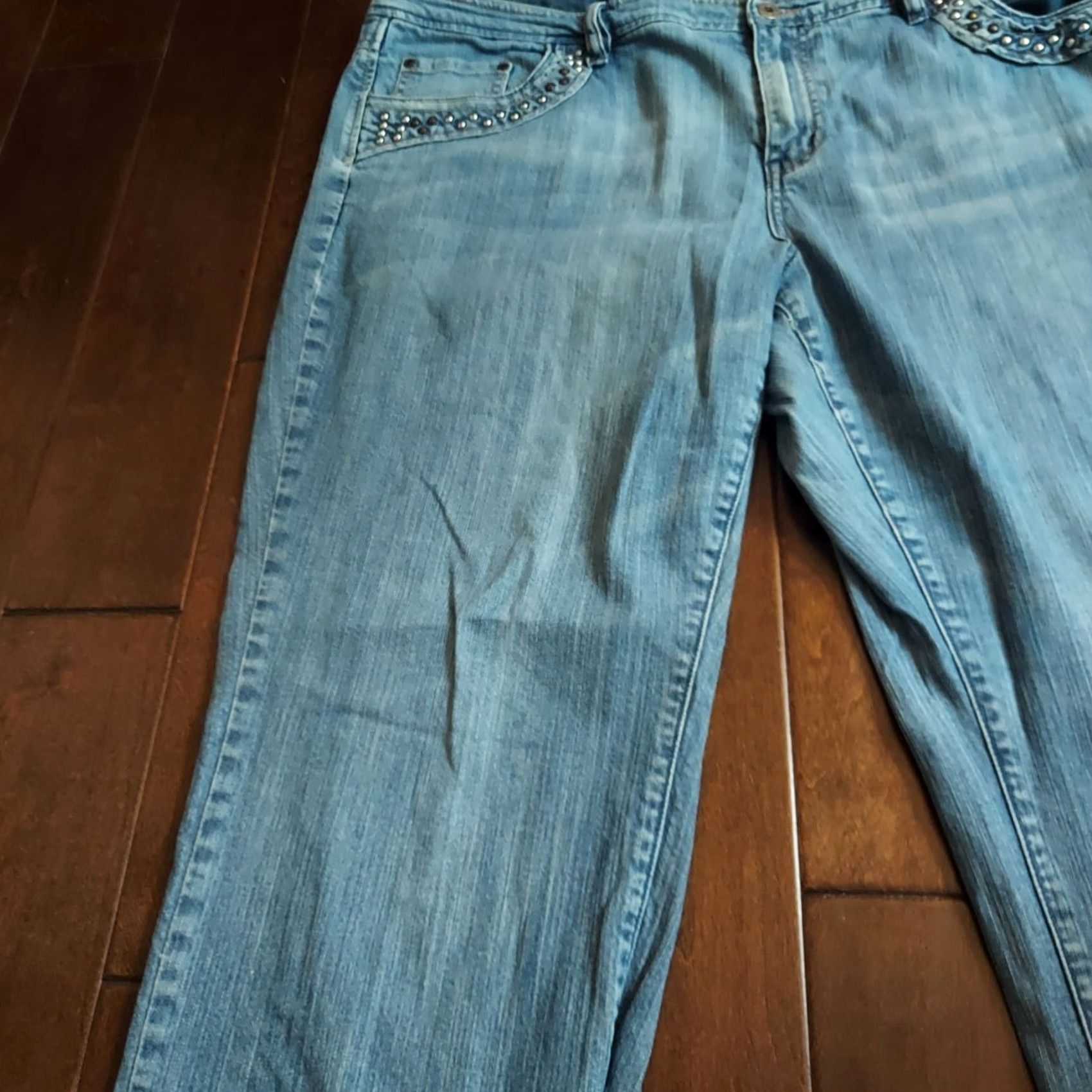 Denime Venezia Women's Jeans Denim Blue Studded Pockets Plus Size 22 Size 40" / US 18 - 4 Thumbnail