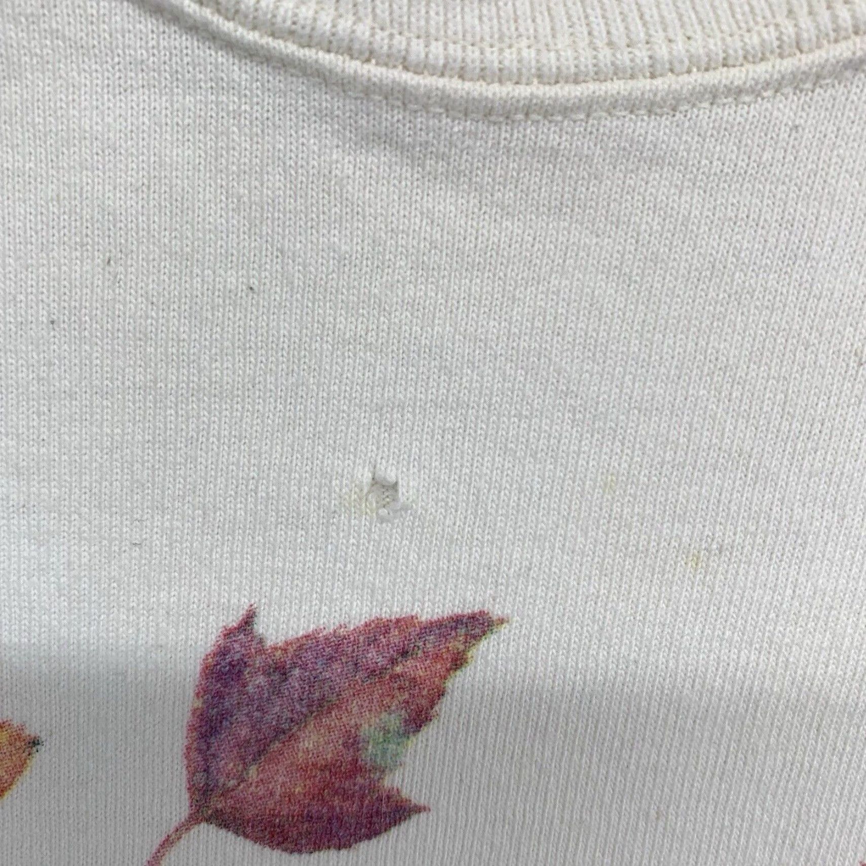 Vintage VINTAGE Cotton Deluxe Unisex Long Sleeve T-Shirt XL Ivory Autumn Leaves Acorn Graphic Print 80s 90s Nature Heavyweight Size US XL / EU 56 / 4 - 6 Thumbnail