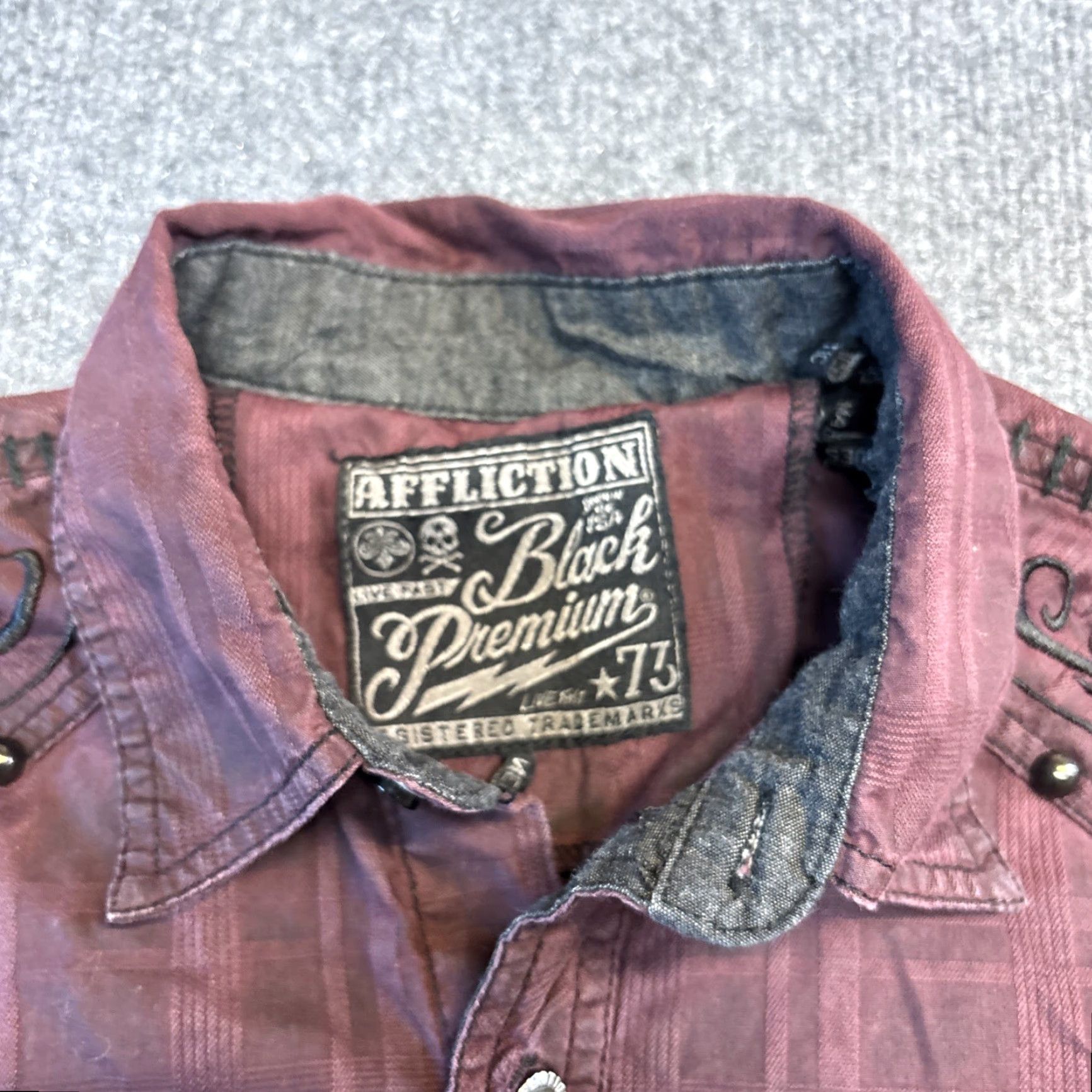 Affliction Affliction Button-Up Shirt Men M Purple Studded Y2K Premium Black Medium Size US M / EU 48-50 / 2 - 3 Thumbnail