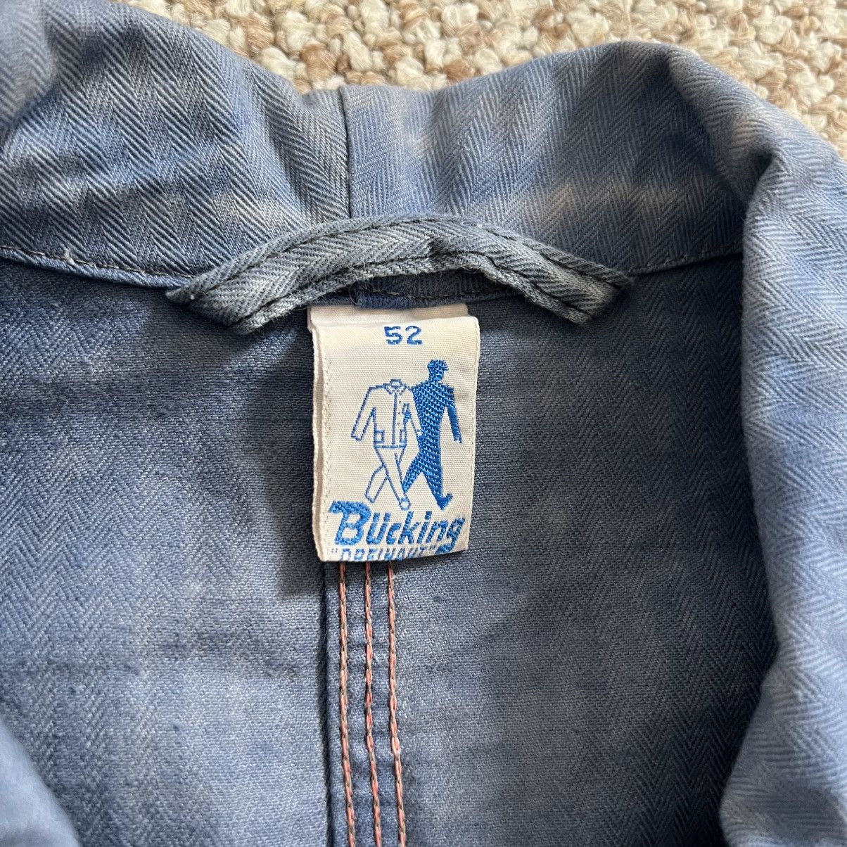Vintage German sun faded washed works chore herringbone jacket Size US L / EU 52-54 / 3 - 3 Thumbnail