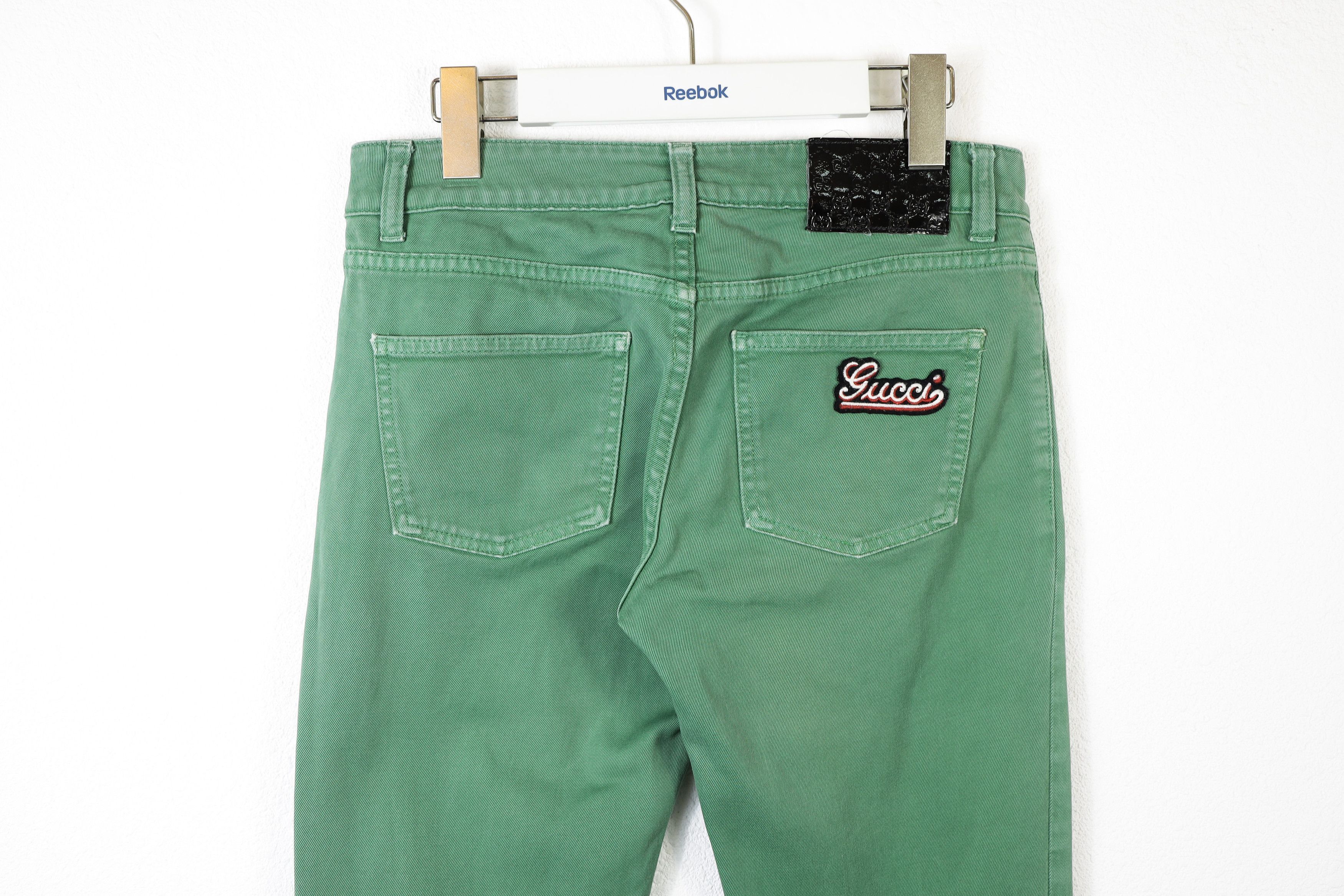 Gucci Womens Gucci Logo Green Denim Jeans Pants Y2K Size 28" / US 6 / IT 42 - 10 Thumbnail