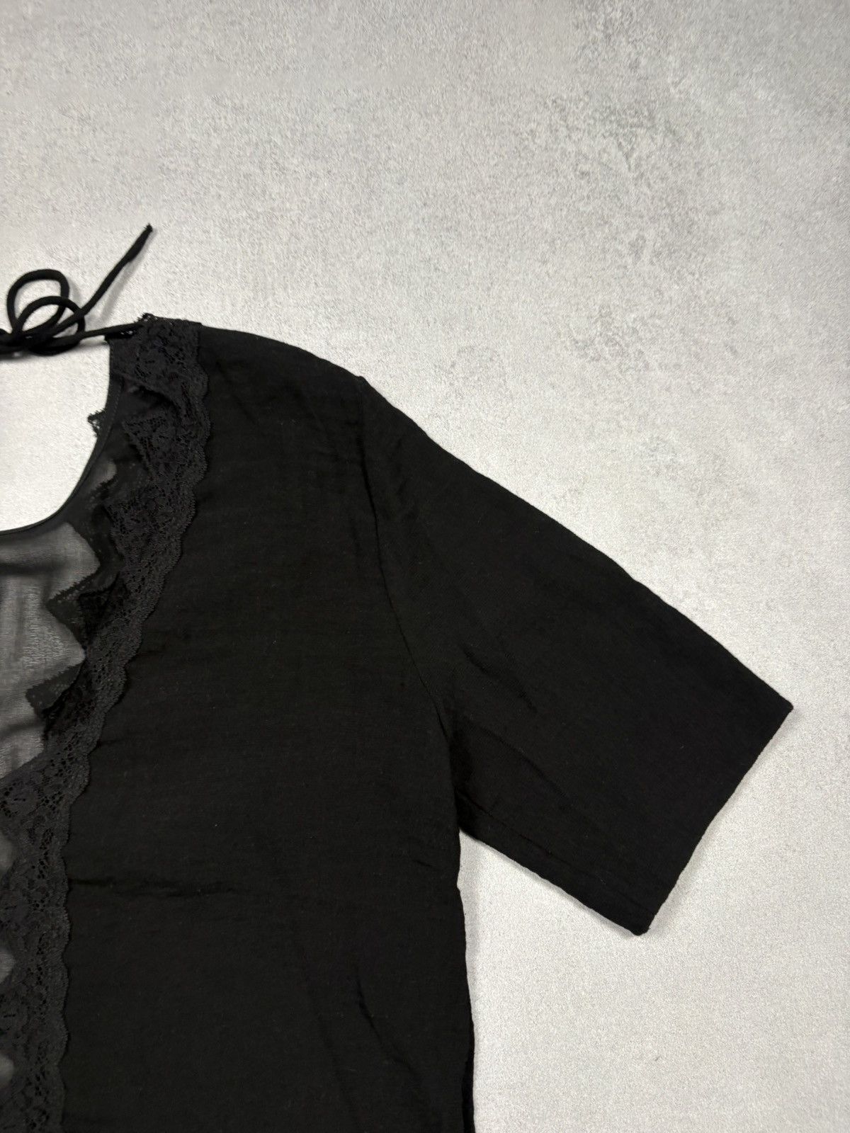 Sandro Sandro Paris Black Lace Sheer Blouse Top Short Sleeve Size M Size M / US 6-8 / IT 42-44 - 10 Thumbnail
