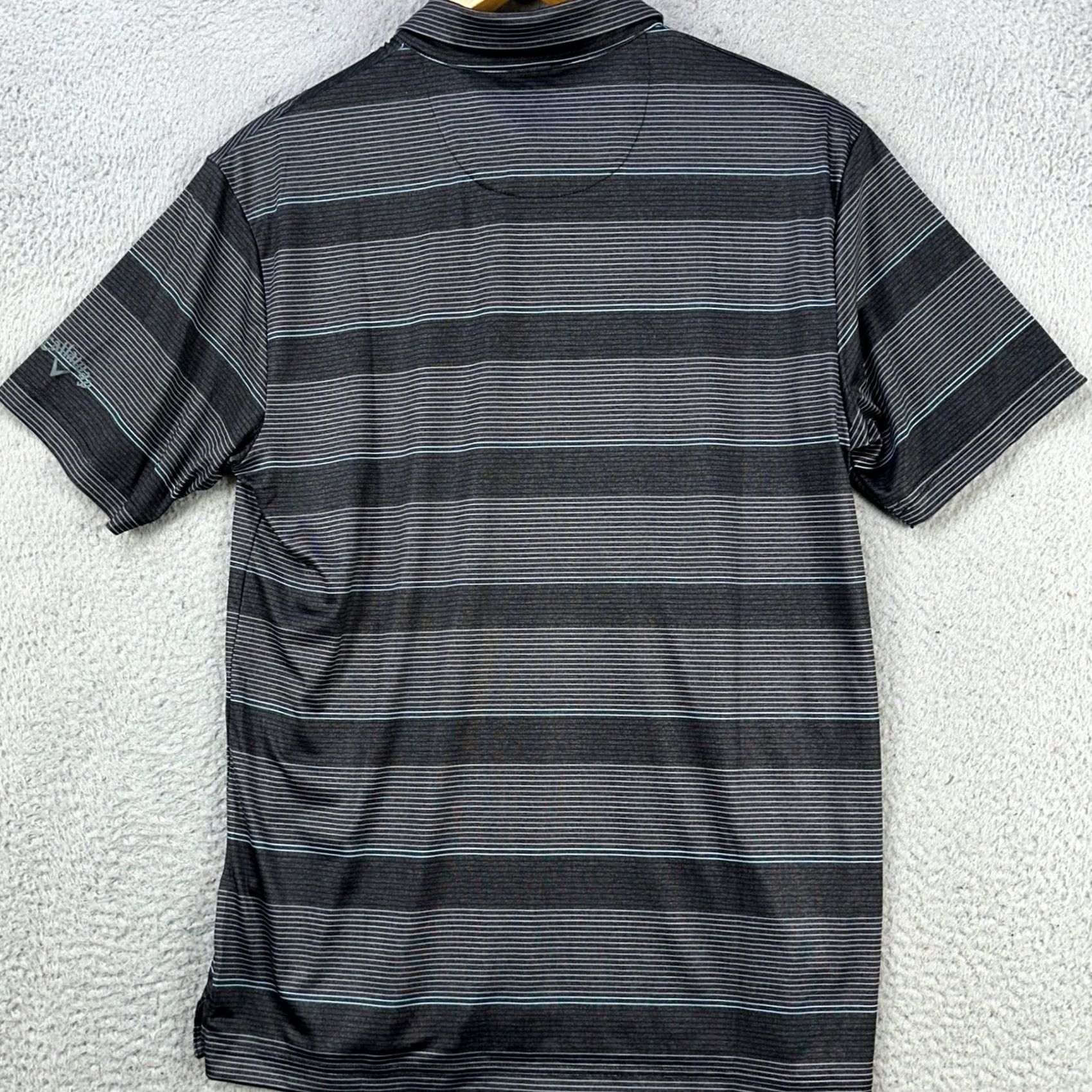 Callaway Callaway Men Polo Shirt Small Gray Opti Dri Stripe Stretch Rugby Golf Shirt Mens Small Gray Striped Polo Size US S / EU 44-46 / 1 - 2 Thumbnail